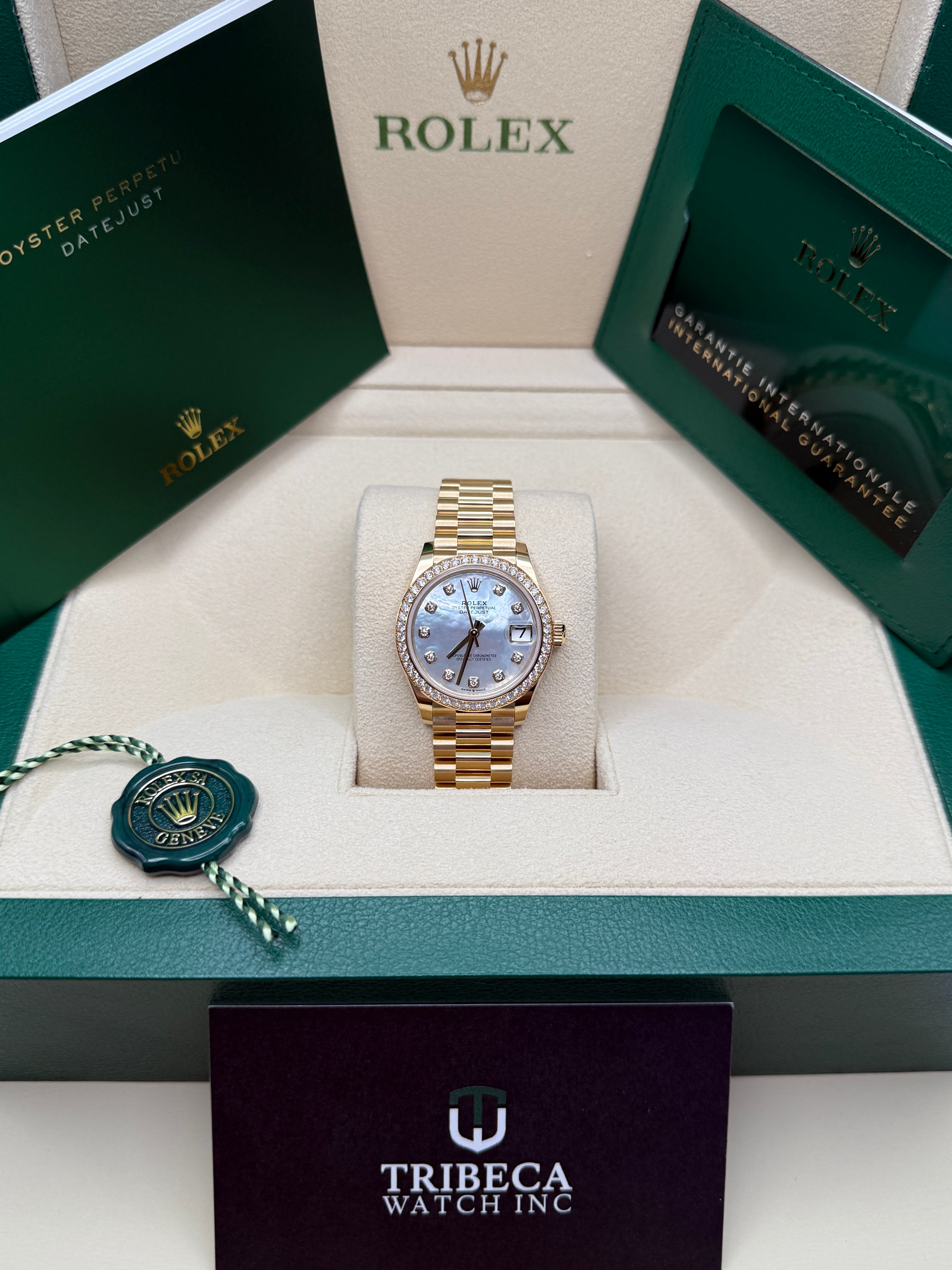 Datejust 31 Yellow Gold Mother of Pearl Diamond Luxury Watch