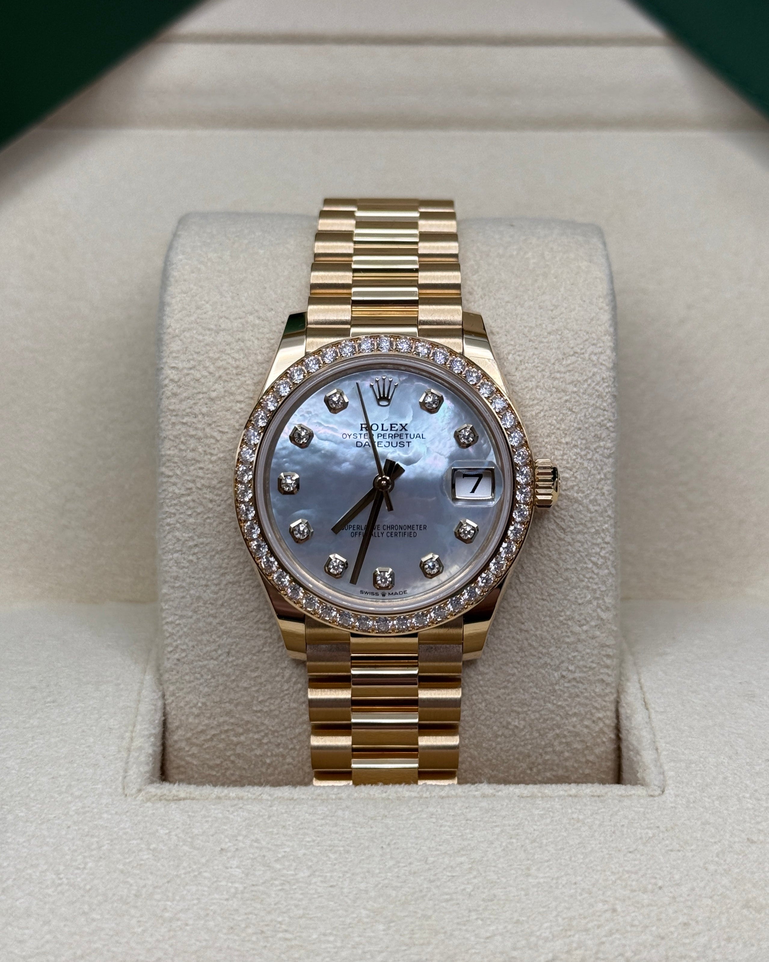 Datejust 31 Yellow Gold Mother of Pearl Diamond Luxury Watch