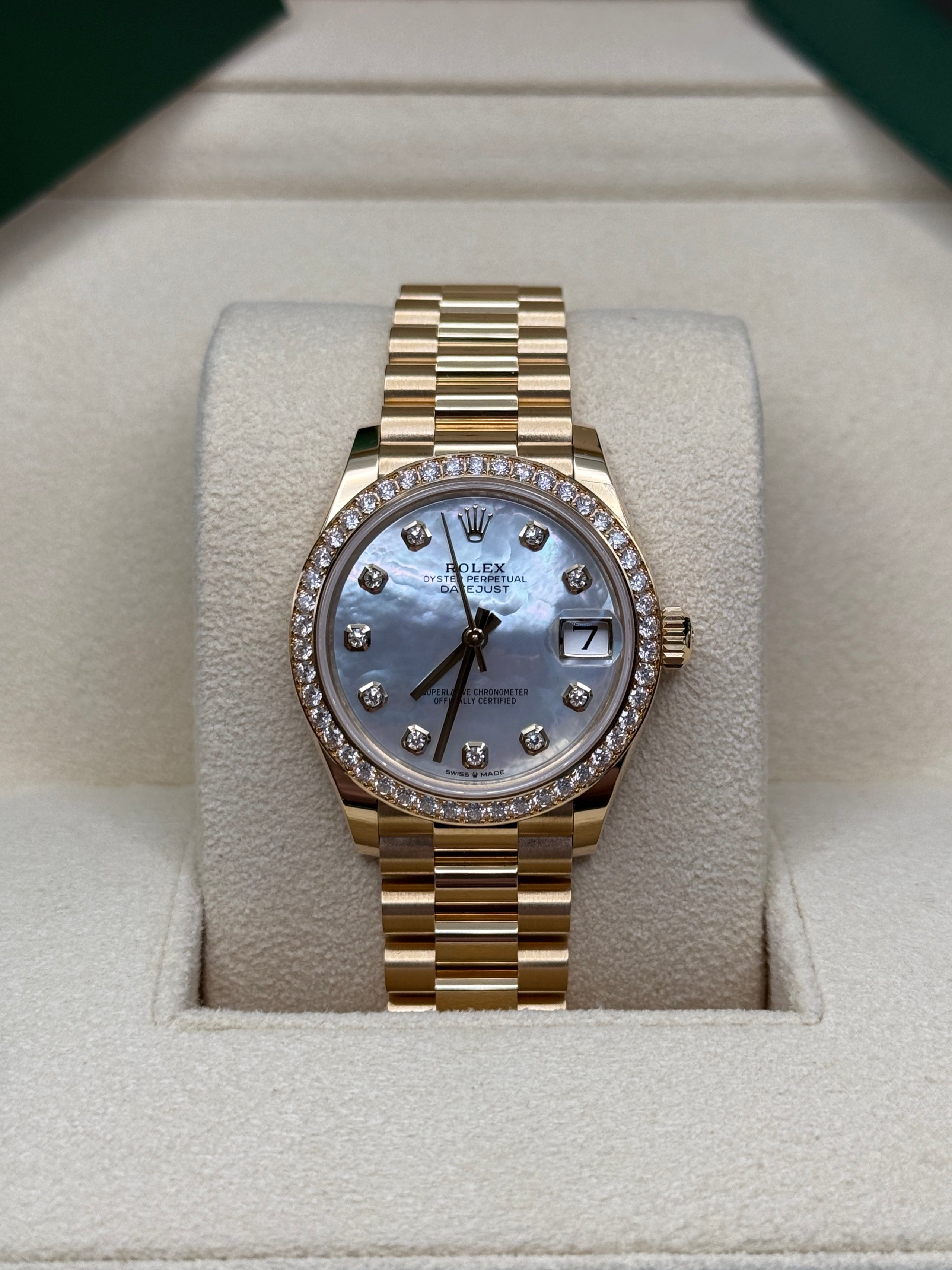 Datejust 31 Yellow Gold Mother of Pearl Diamond Luxury Watch