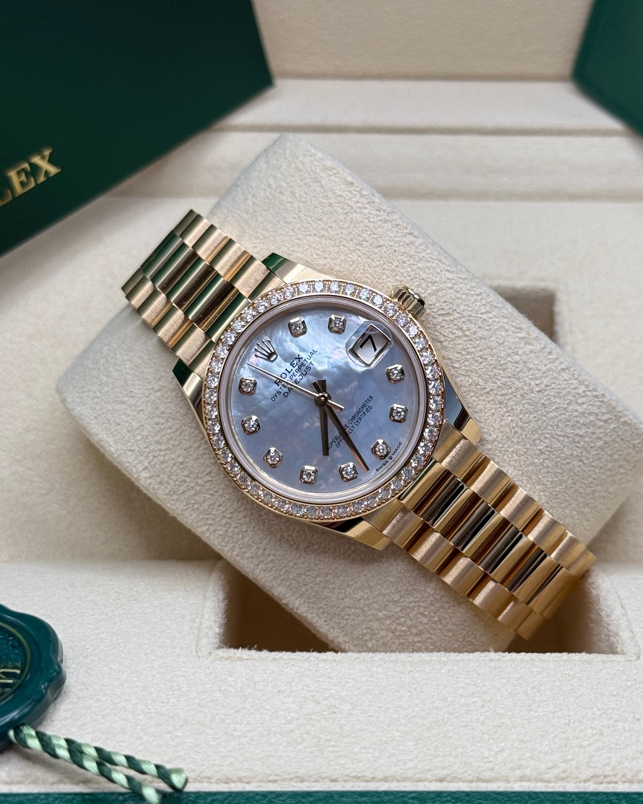 Datejust 31 Yellow Gold Mother of Pearl Diamond Luxury Watch