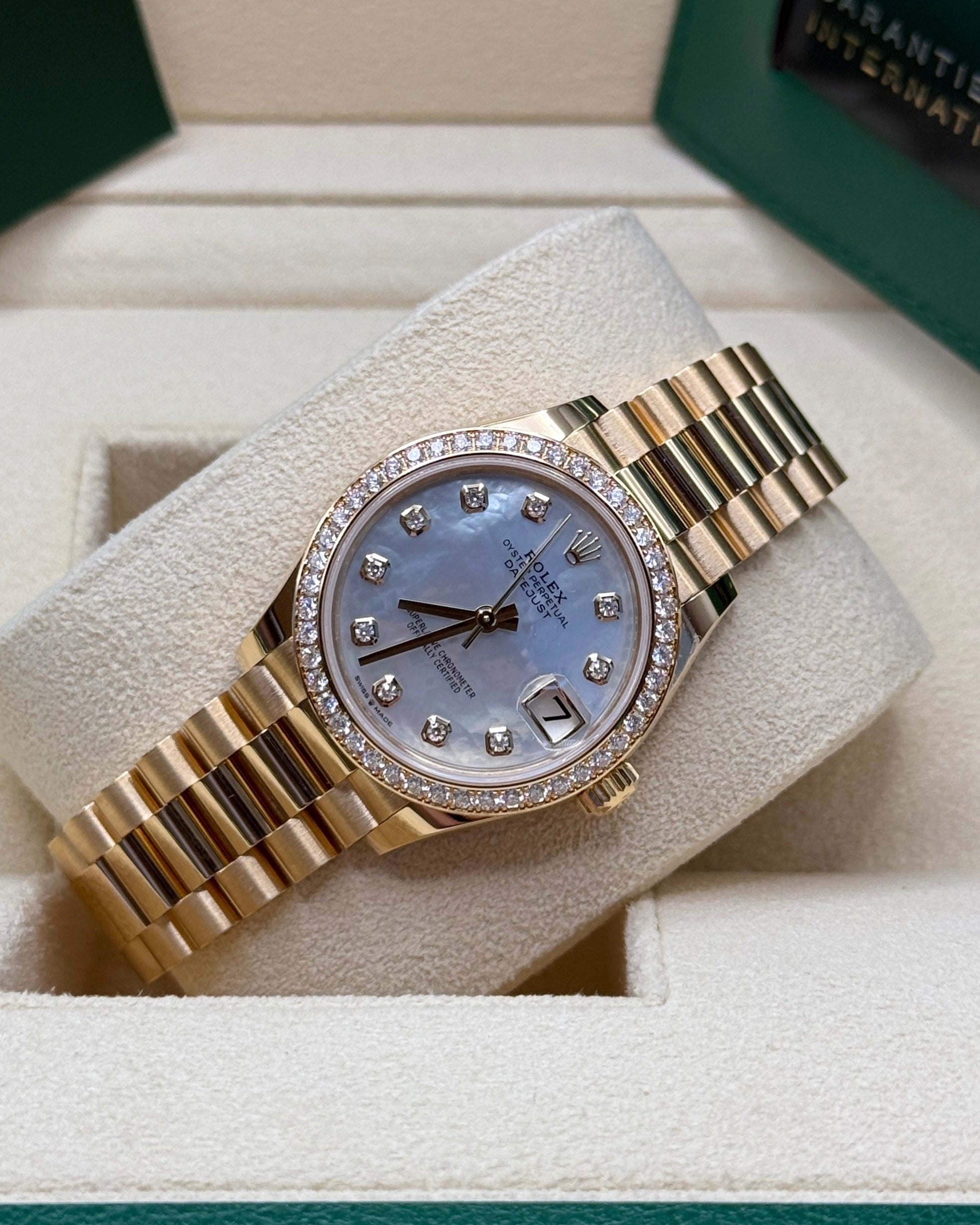 Datejust 31 Yellow Gold Mother of Pearl Diamond Luxury Watch
