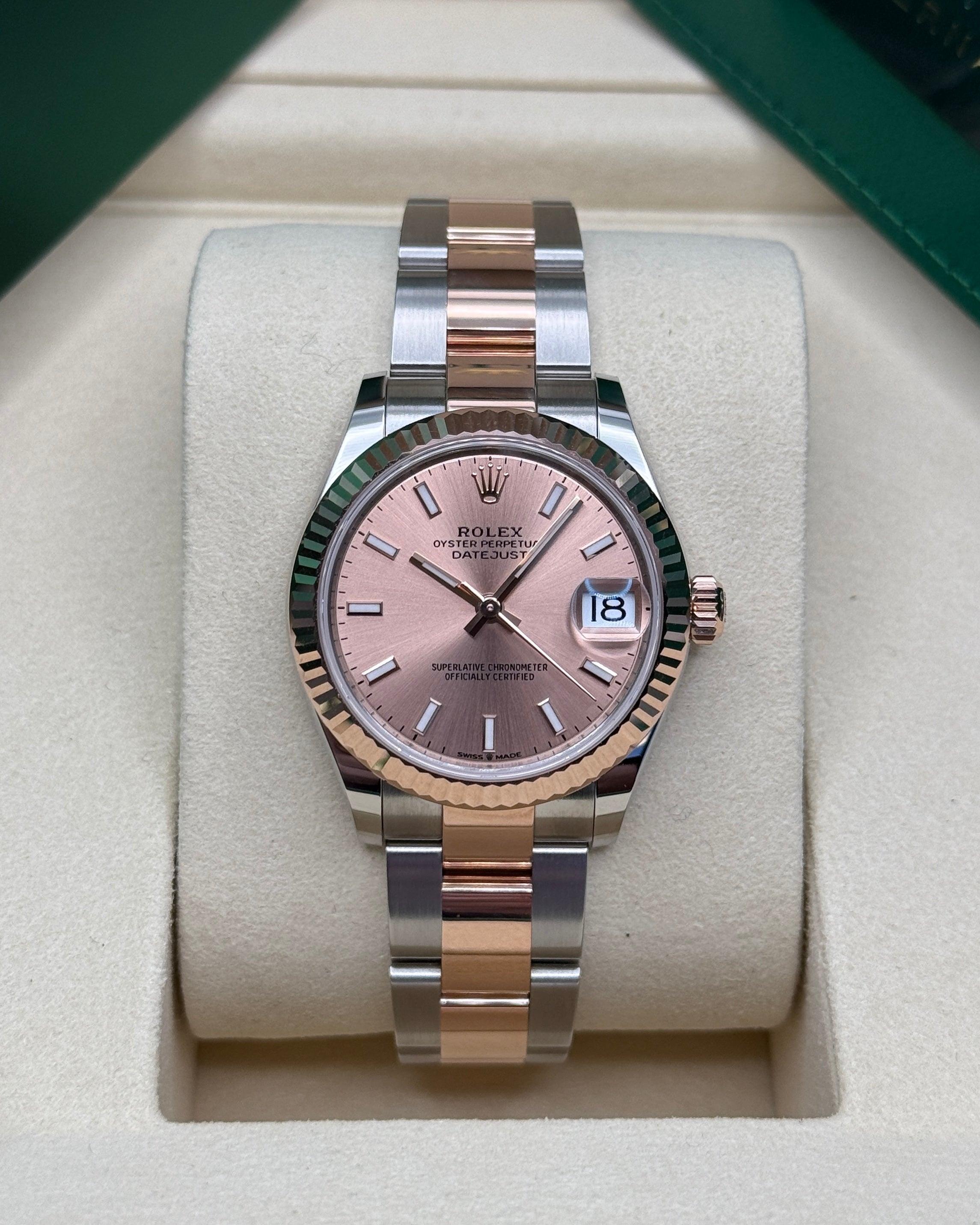 Datejust 31 Everose Gold Two-Tone Rose-Colour Index Luxury Watch