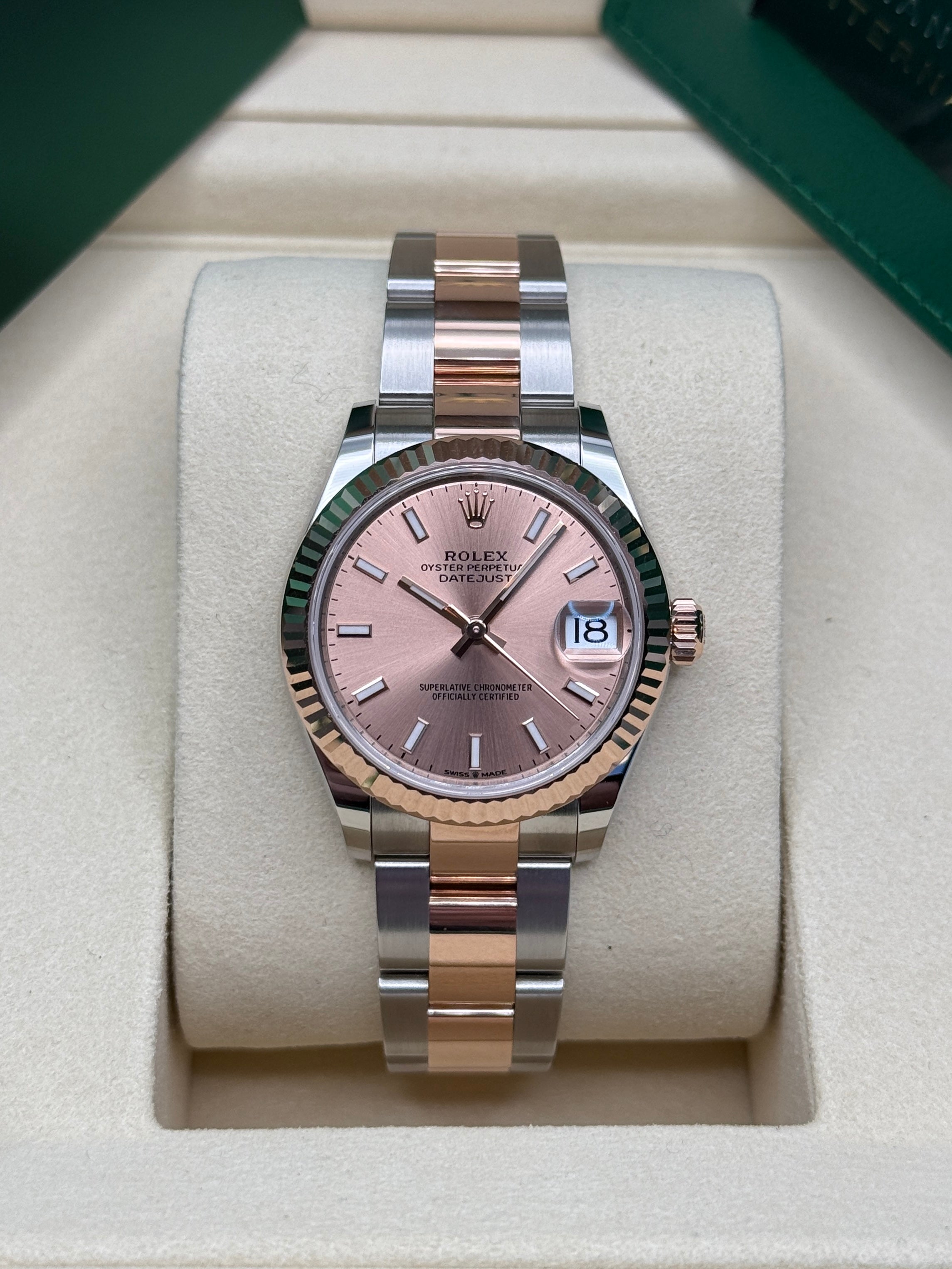 Datejust 31 Everose Gold Two-Tone Rose-Colour Index Luxury Watch