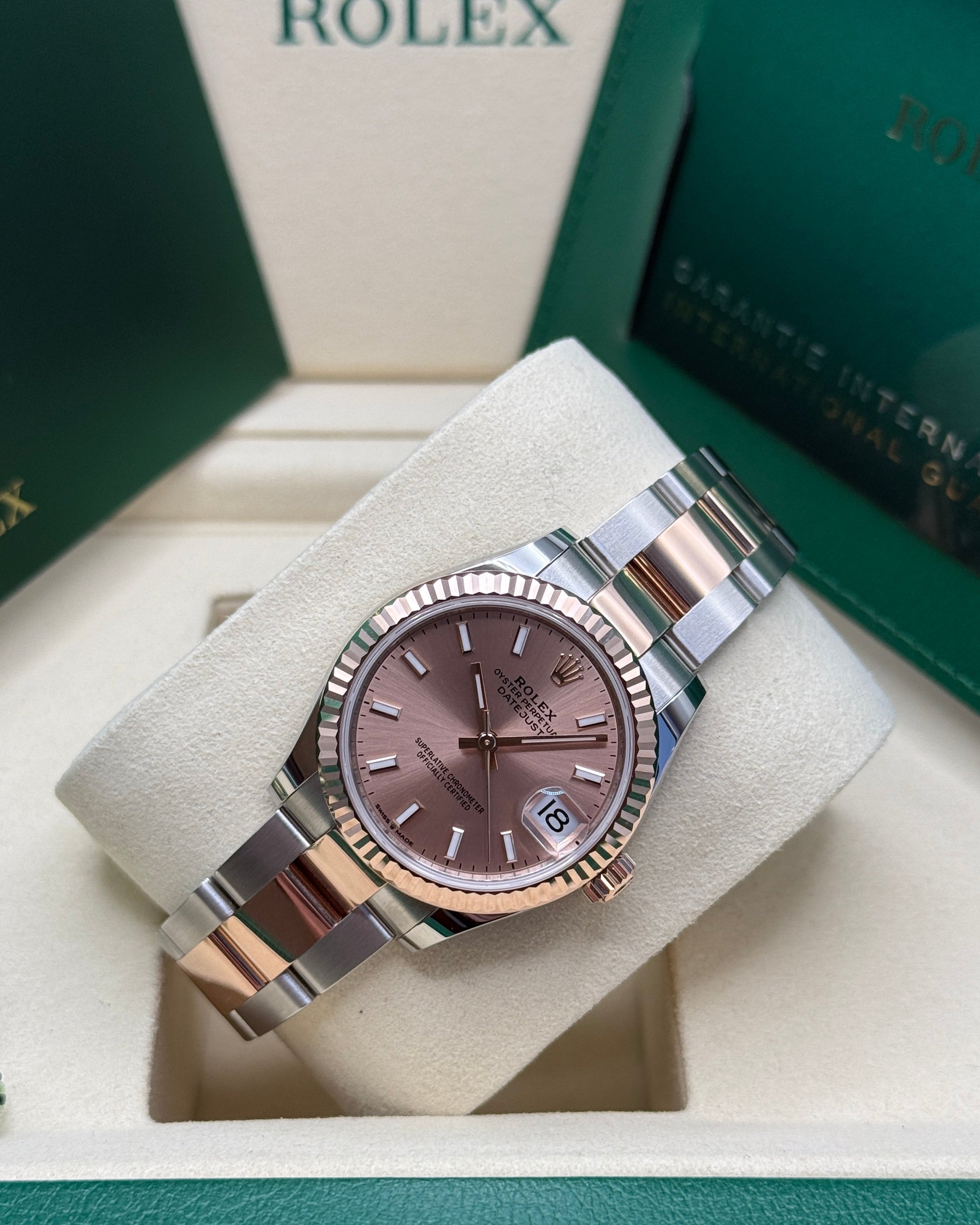 Datejust 31 Everose Gold Two-Tone Rose-Colour Index Luxury Watch