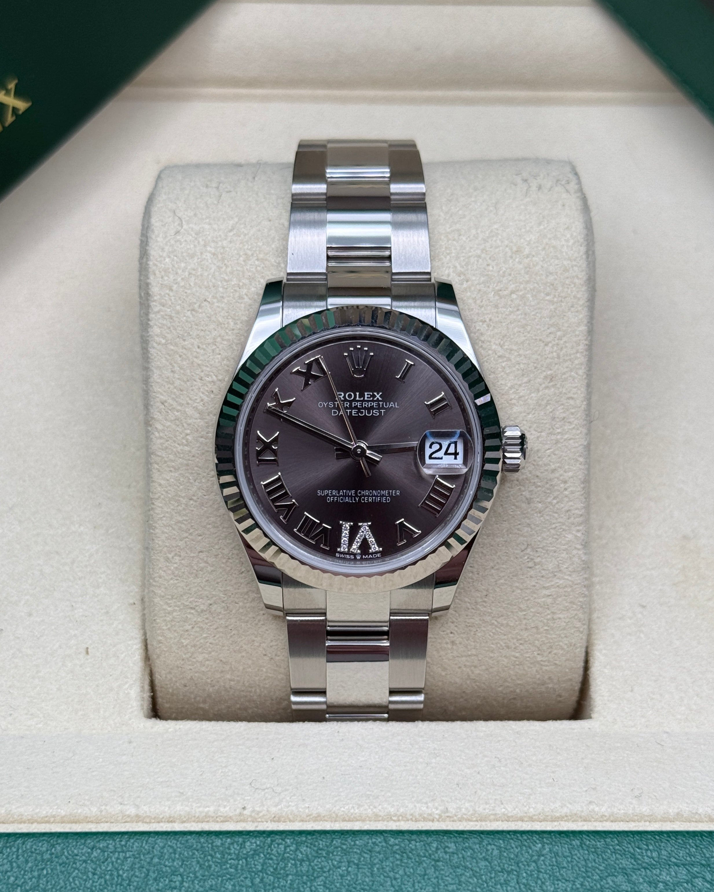 Datejust 31 Dark Grey Roman Diamond Luxury Watch