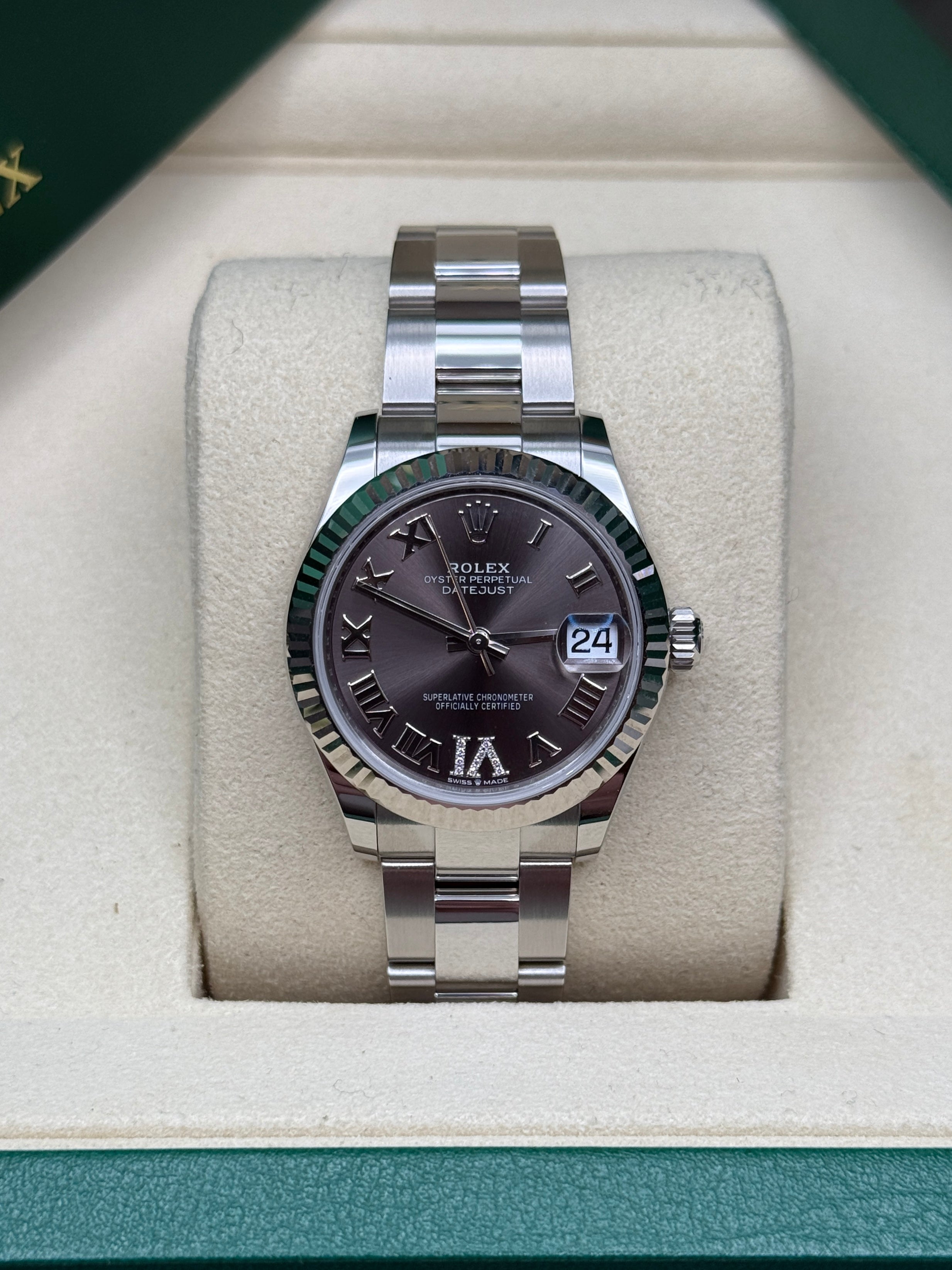 Datejust 31 Dark Grey Roman Diamond Luxury Watch