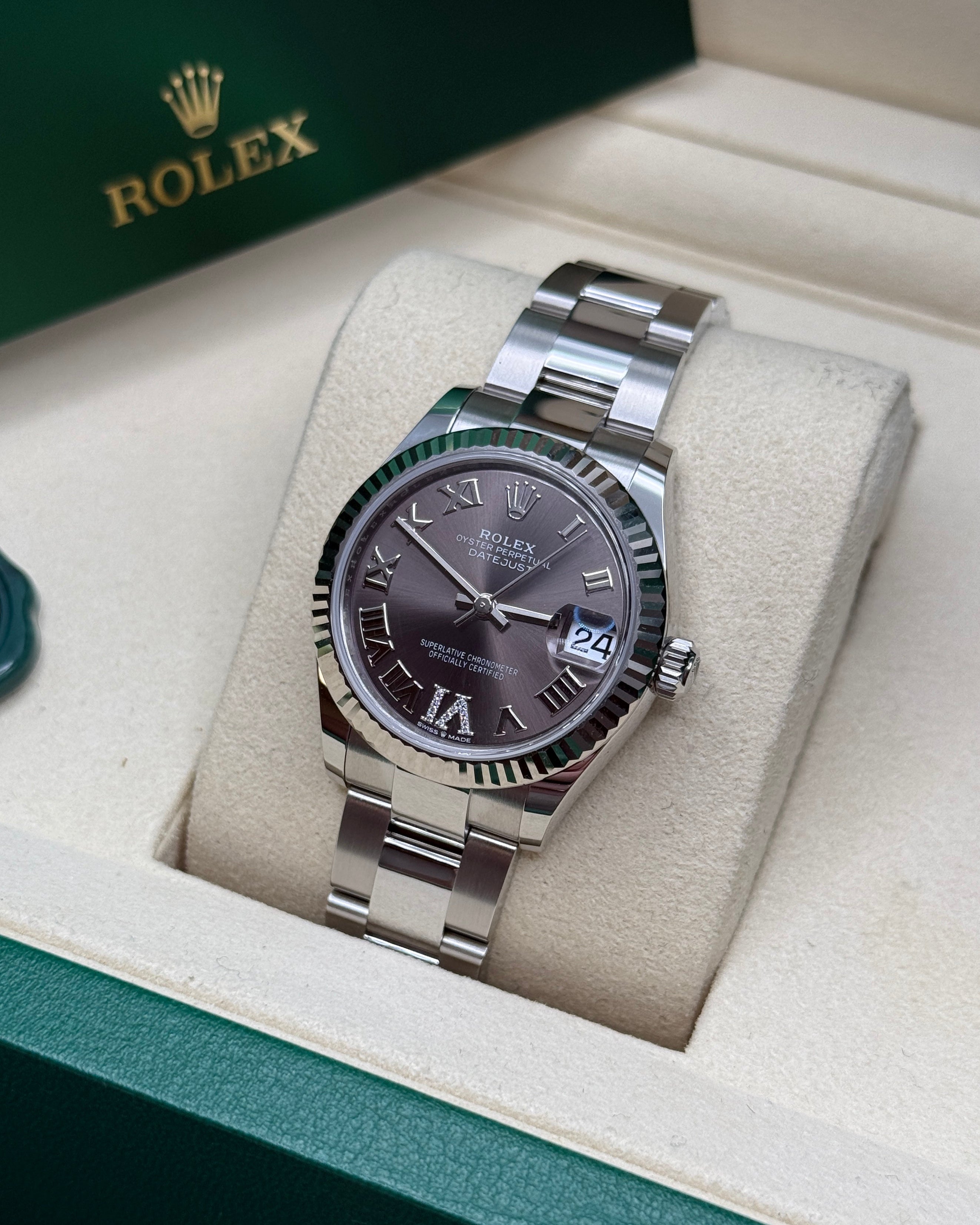 Datejust 31 Dark Grey Roman Diamond Luxury Watch