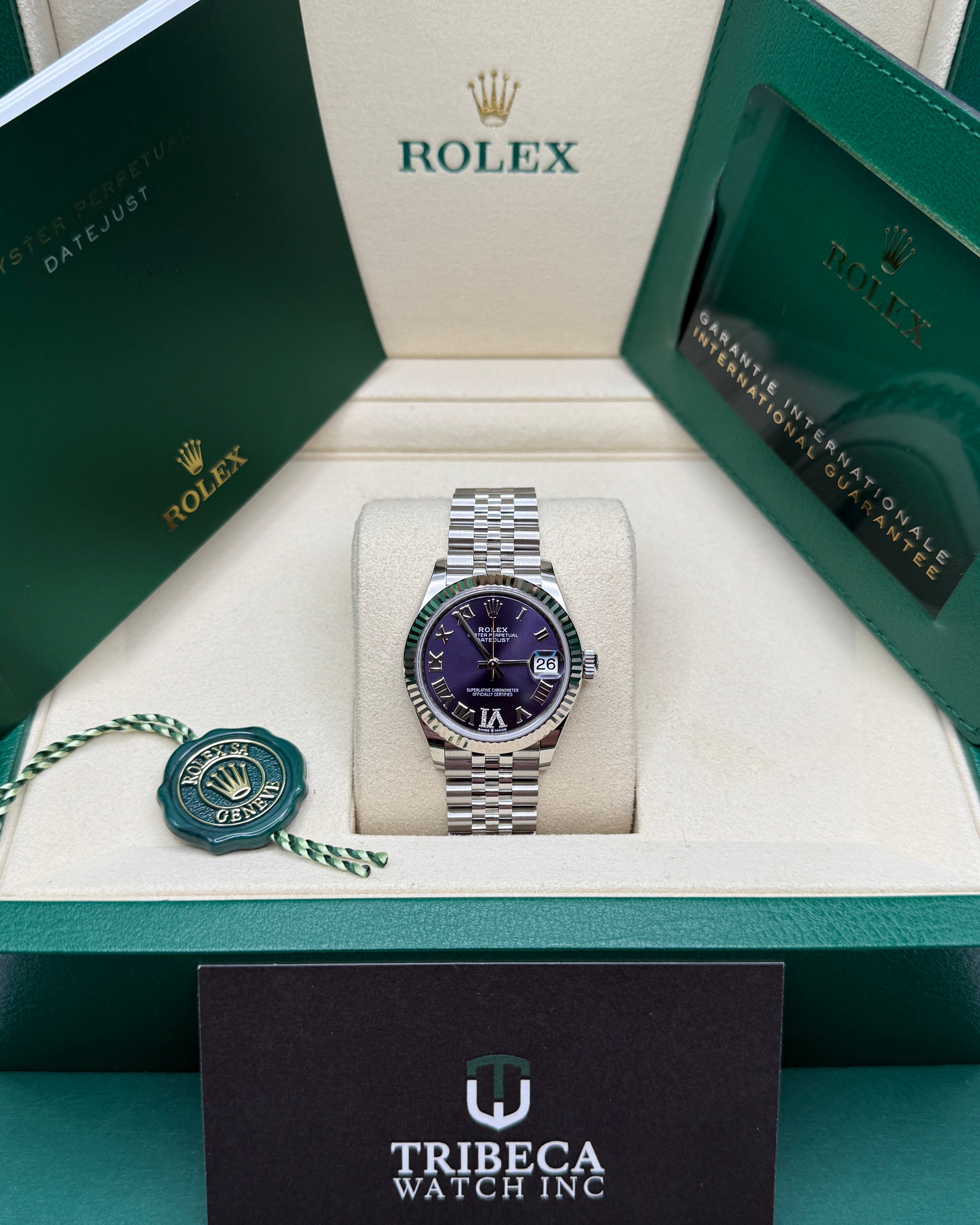 Datejust 31 Aubergine Roman Diamond Luxury Watch