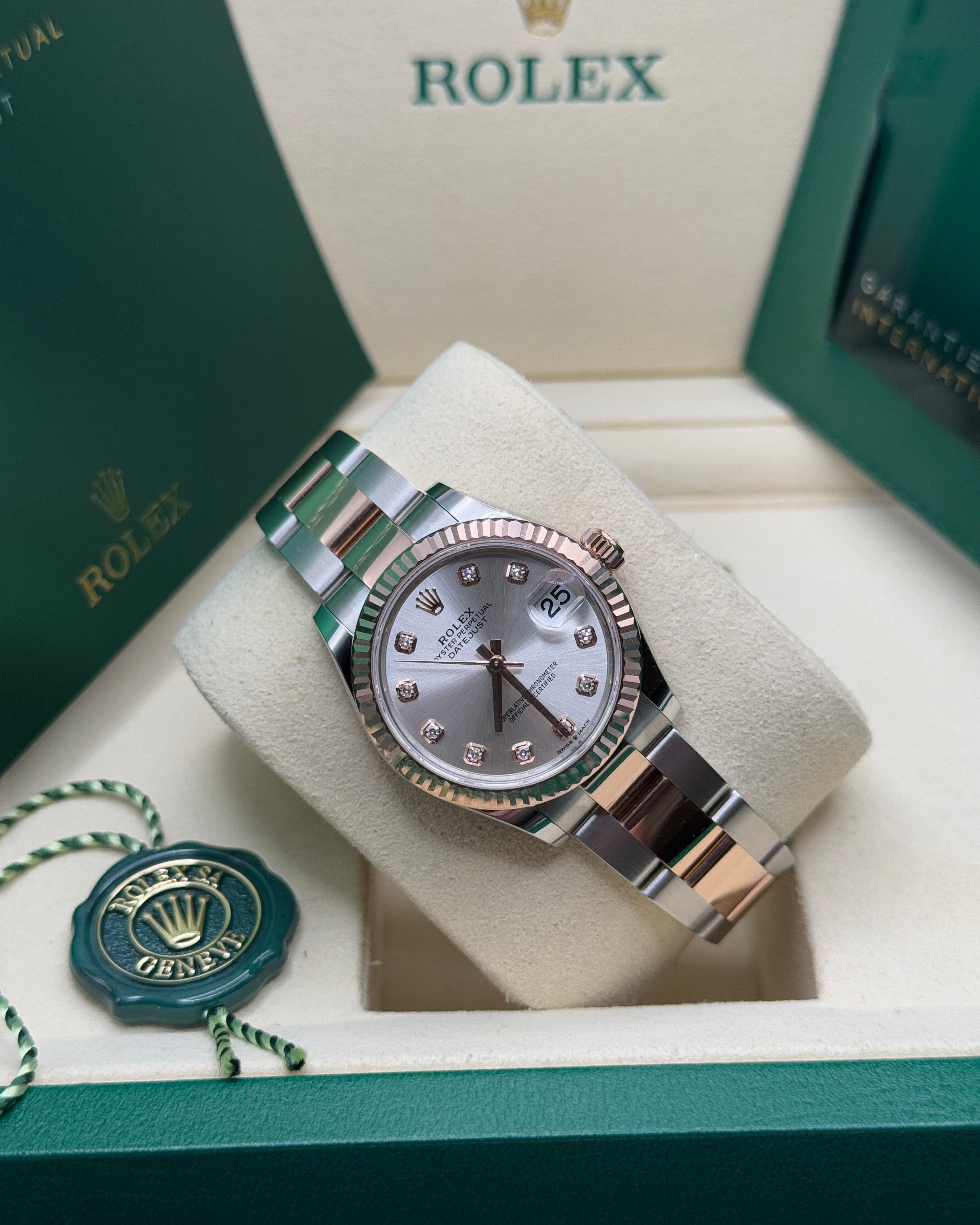 Datejust 31 Everose Gold Two-Tone Silver Diamond Luxury Watch