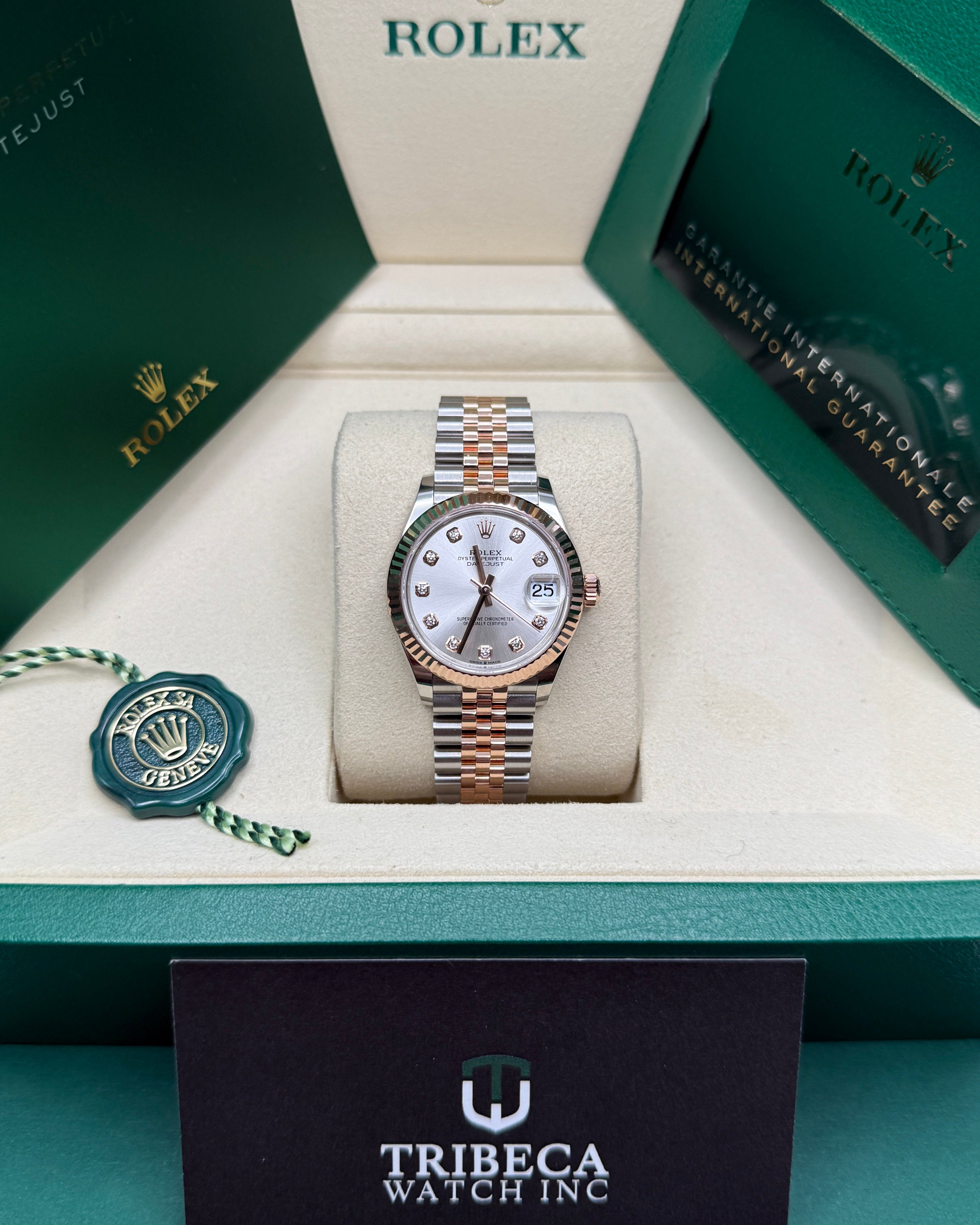 Datejust 31 Everose Gold Two-Tone Silver Diamond Luxury Watch