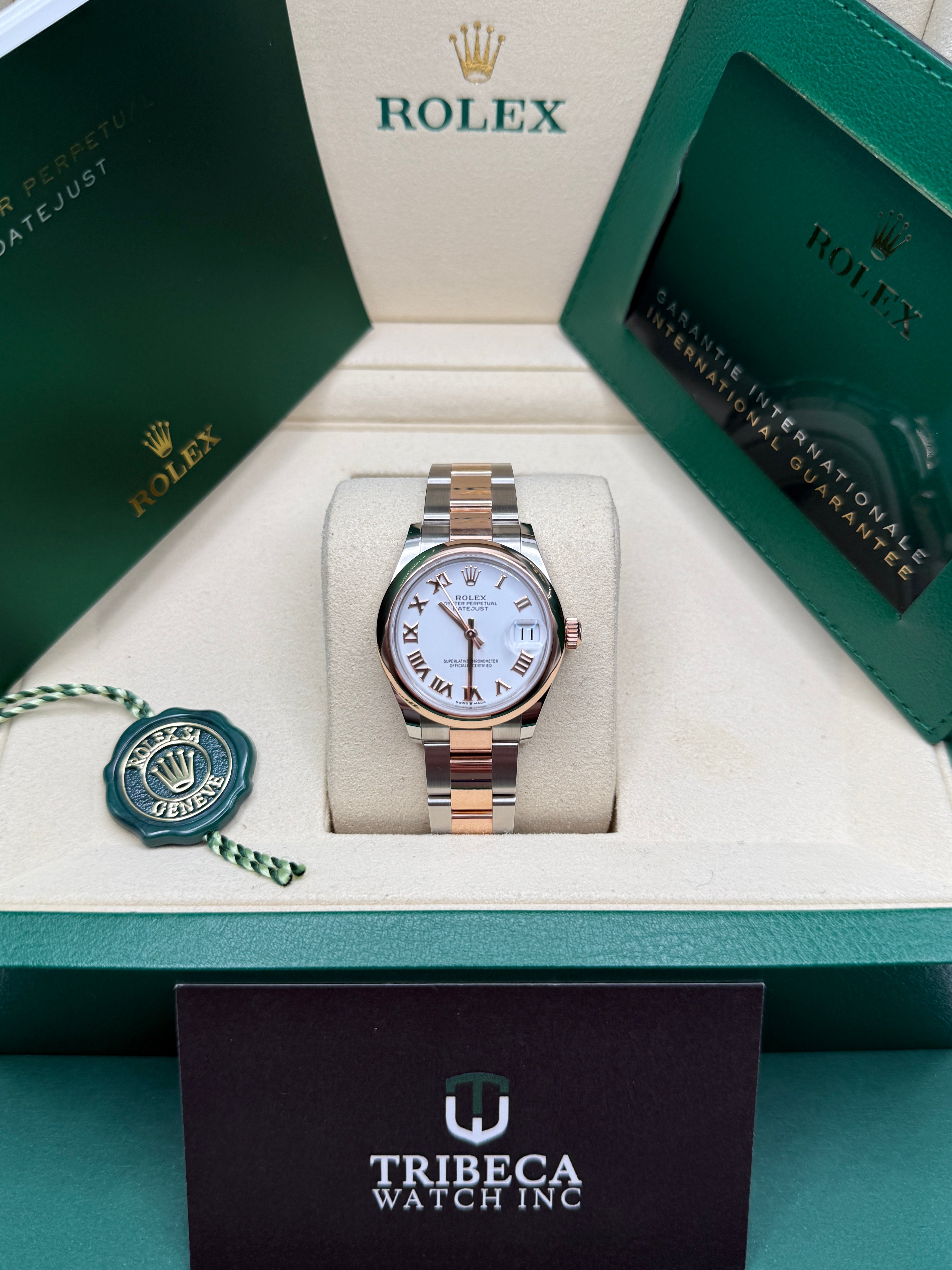 Datejust 31 Everose Gold Two-Tone White Roman Luxury Watch