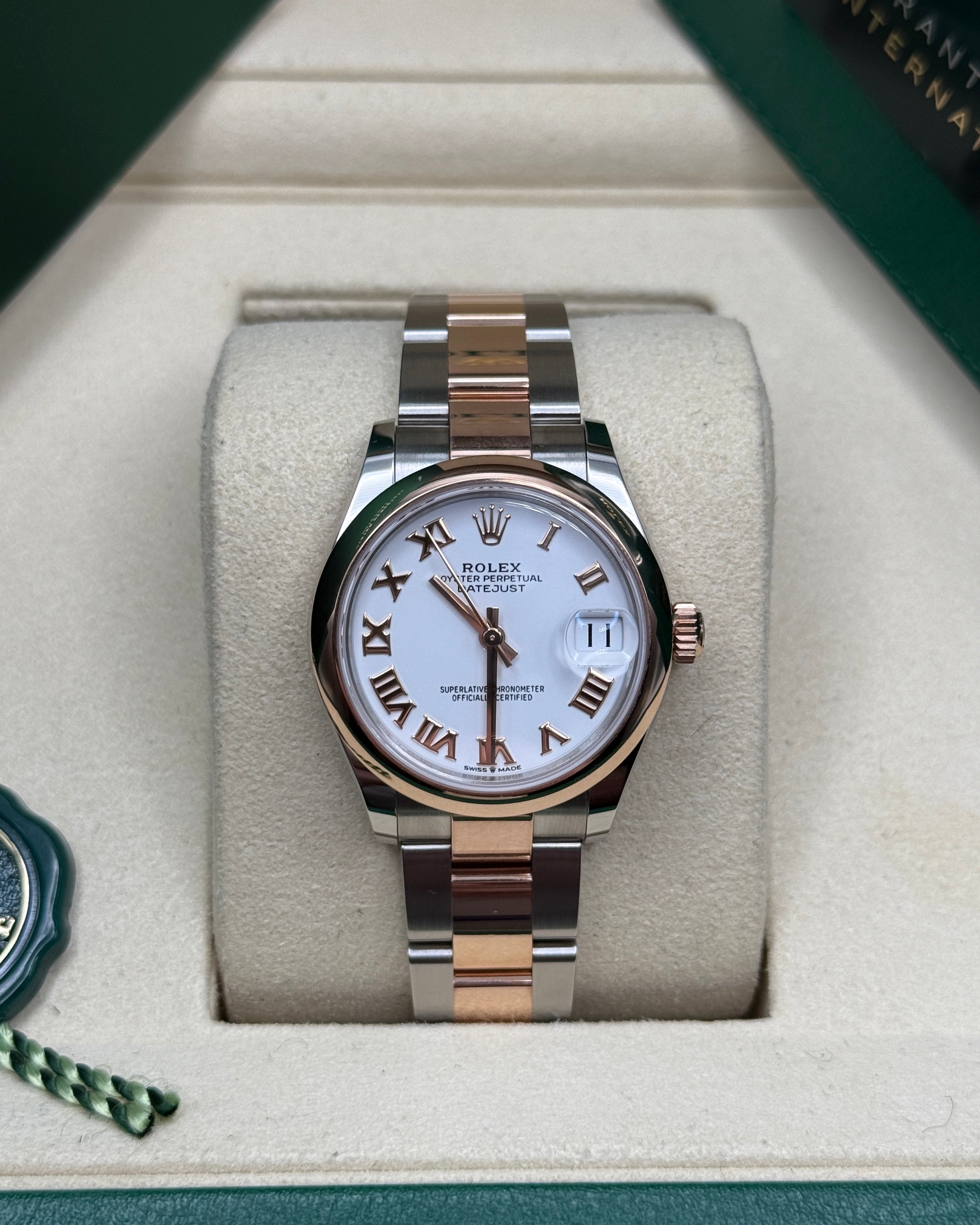 Datejust 31 Everose Gold Two-Tone White Roman Luxury Watch
