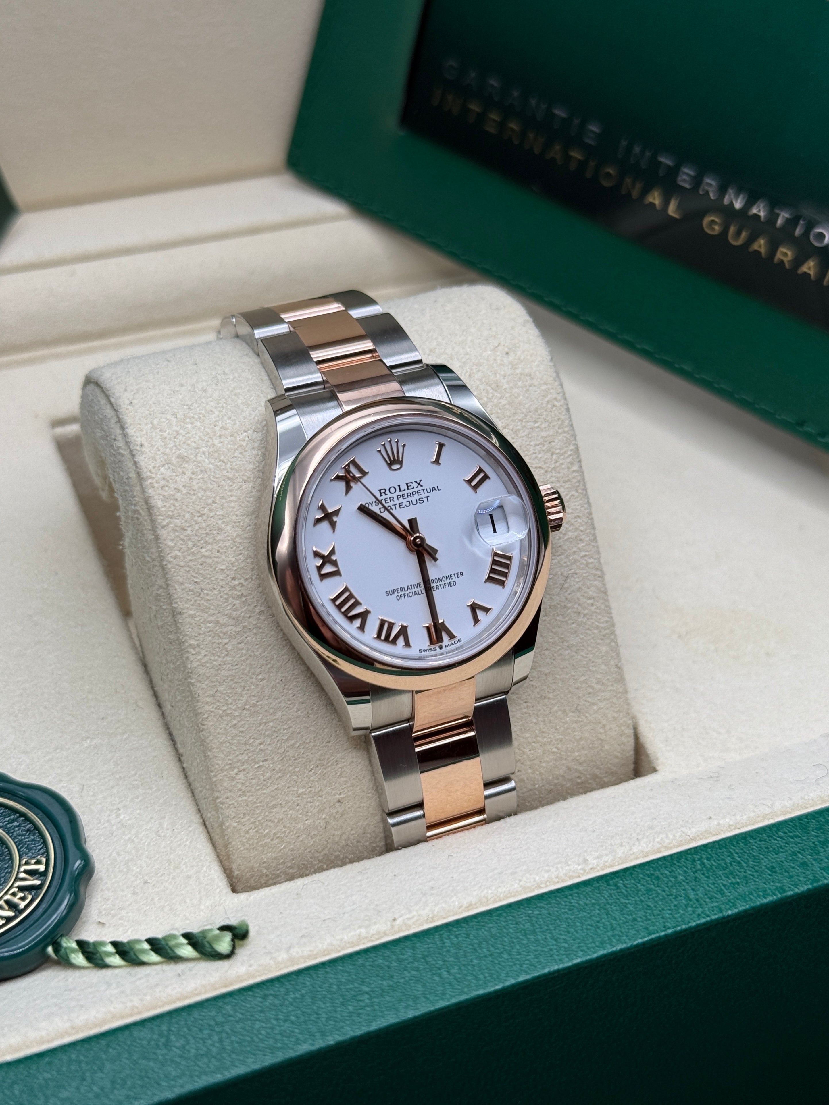 Datejust 31 Everose Gold Two-Tone White Roman Luxury Watch