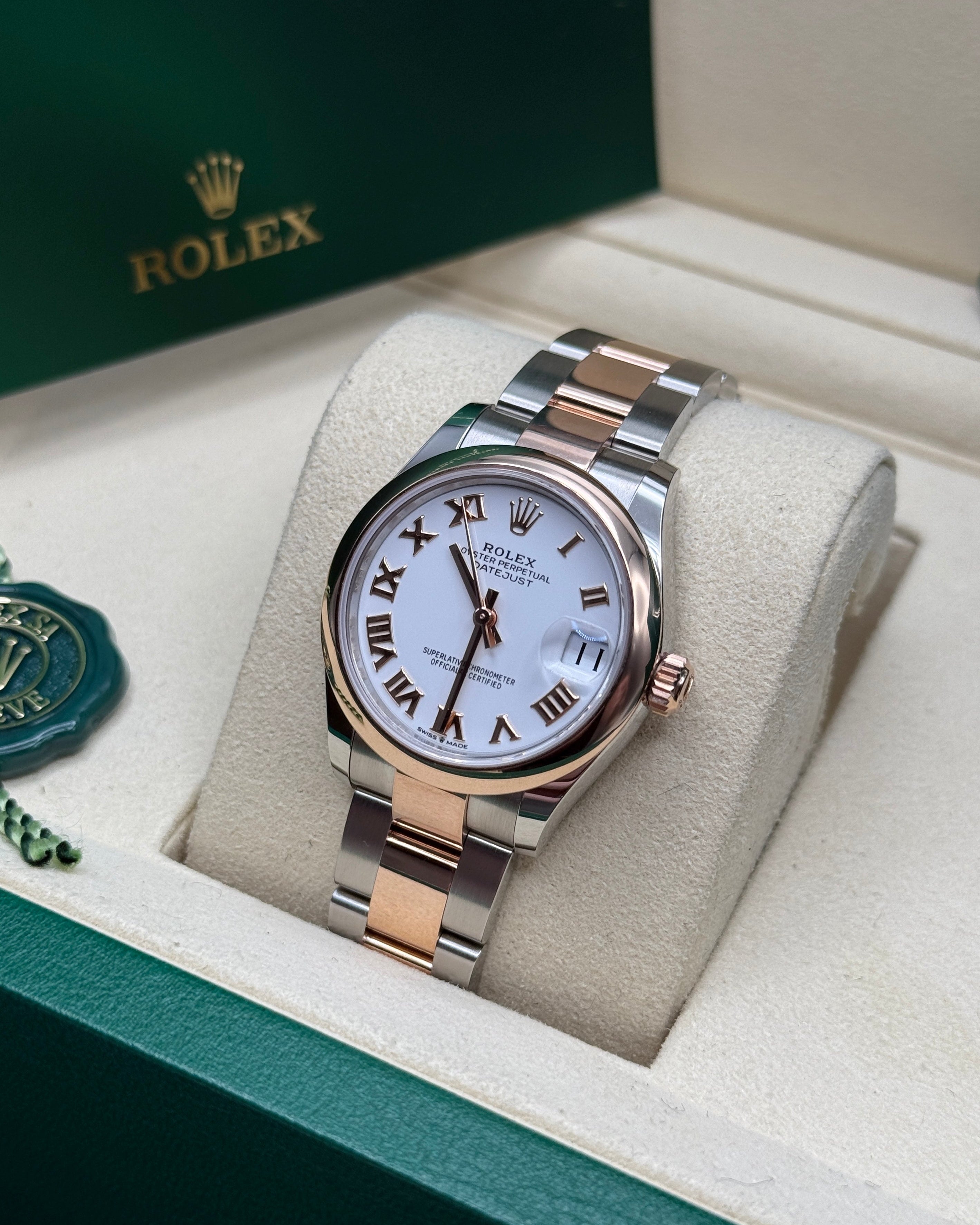 Datejust 31 Everose Gold Two-Tone White Roman Luxury Watch