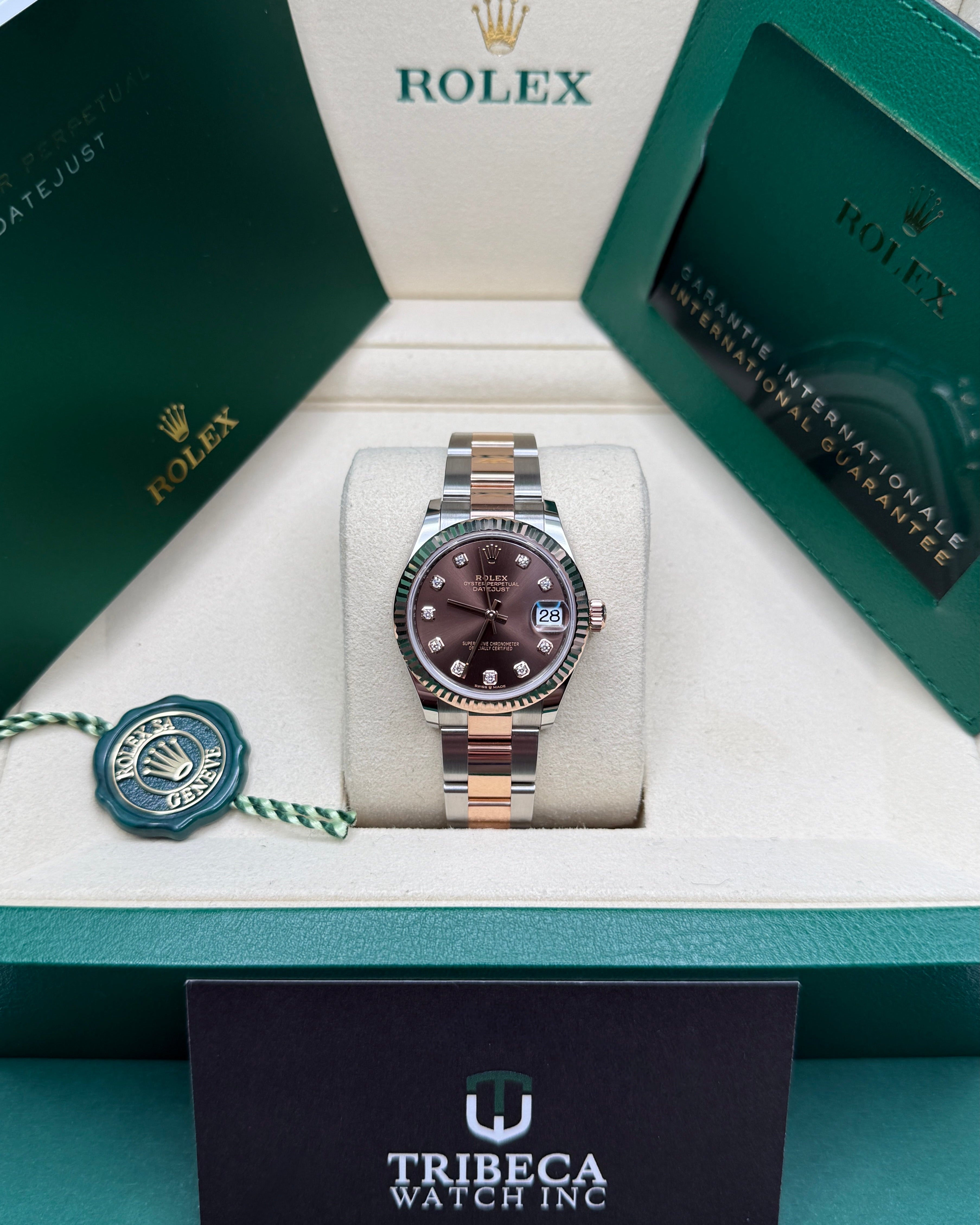 Datejust 31 Everose Gold Two-Tone Chocolate Diamond Luxury Watch