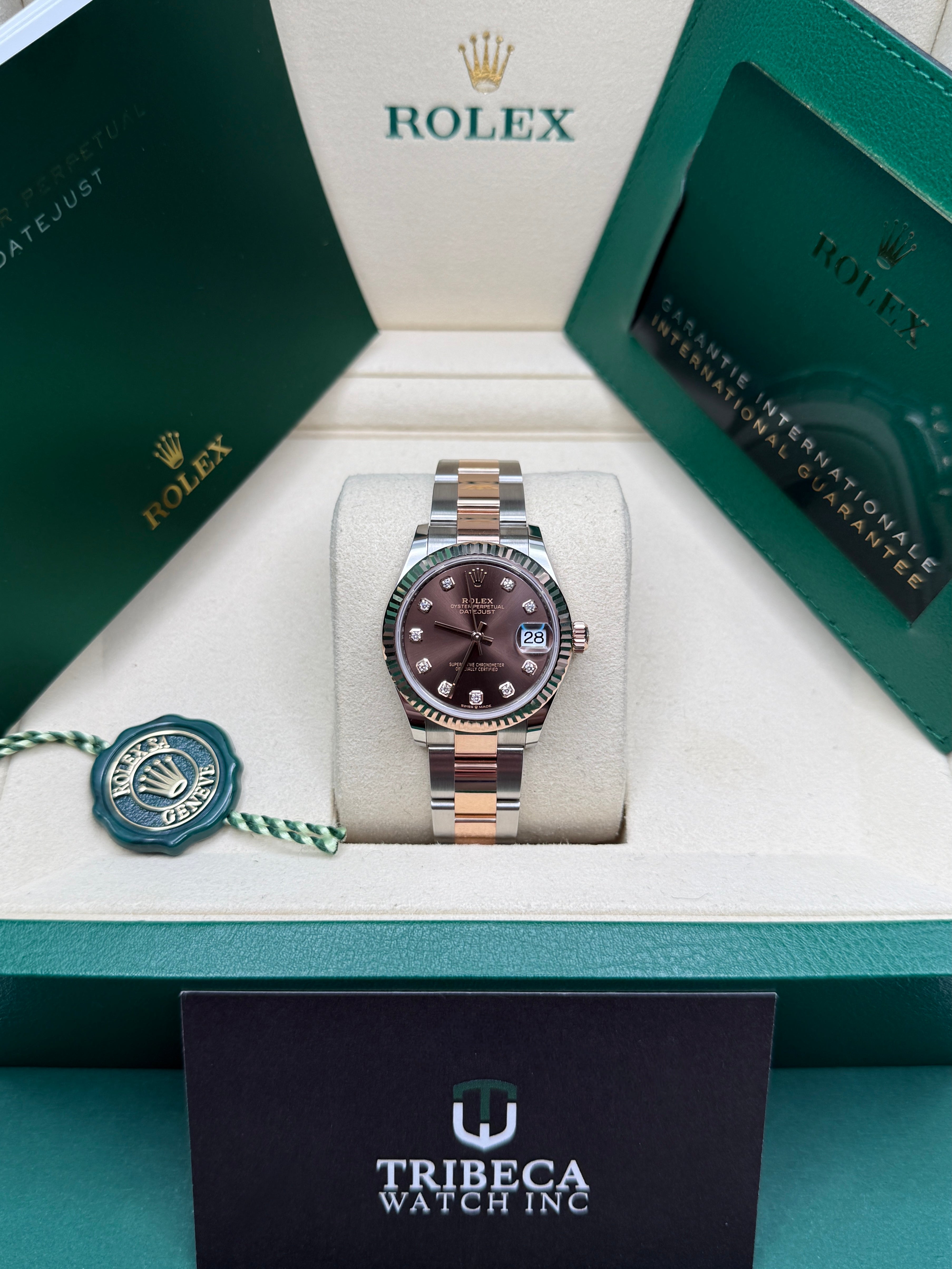 Datejust 31 Everose Gold Two-Tone Chocolate Diamond Luxury Watch