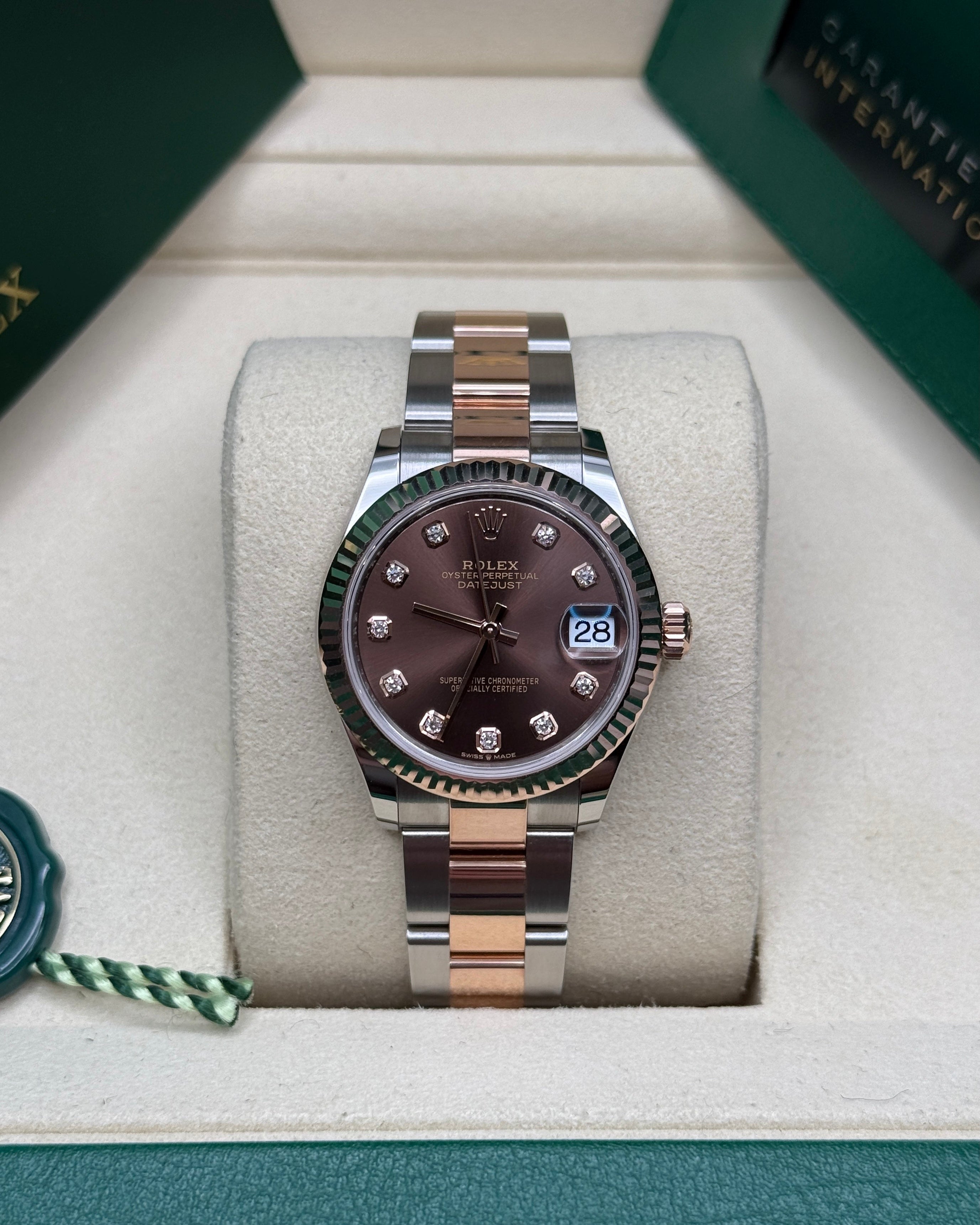 Datejust 31 Everose Gold Two-Tone Chocolate Diamond Luxury Watch