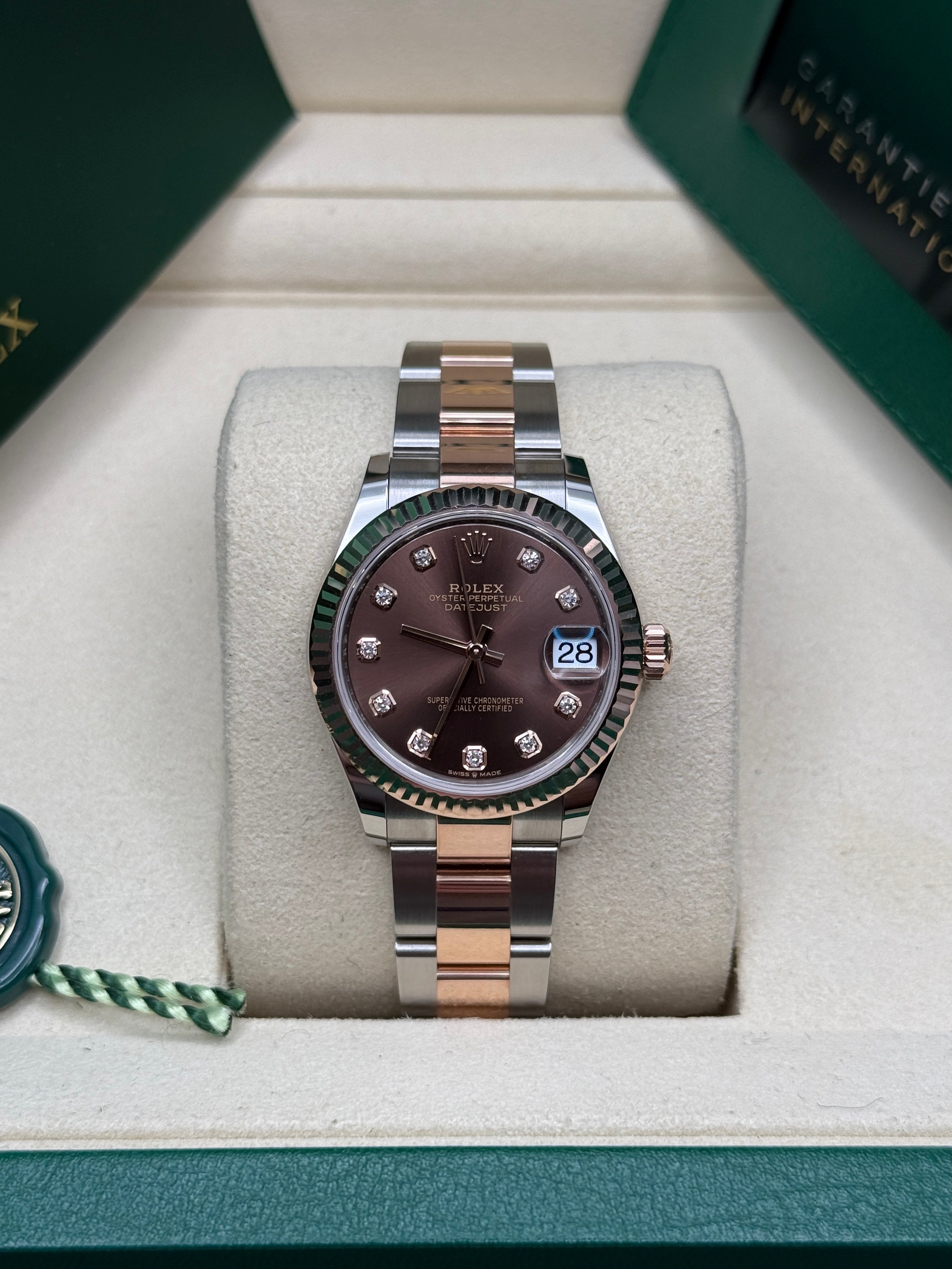 Datejust 31 Everose Gold Two-Tone Chocolate Diamond Luxury Watch