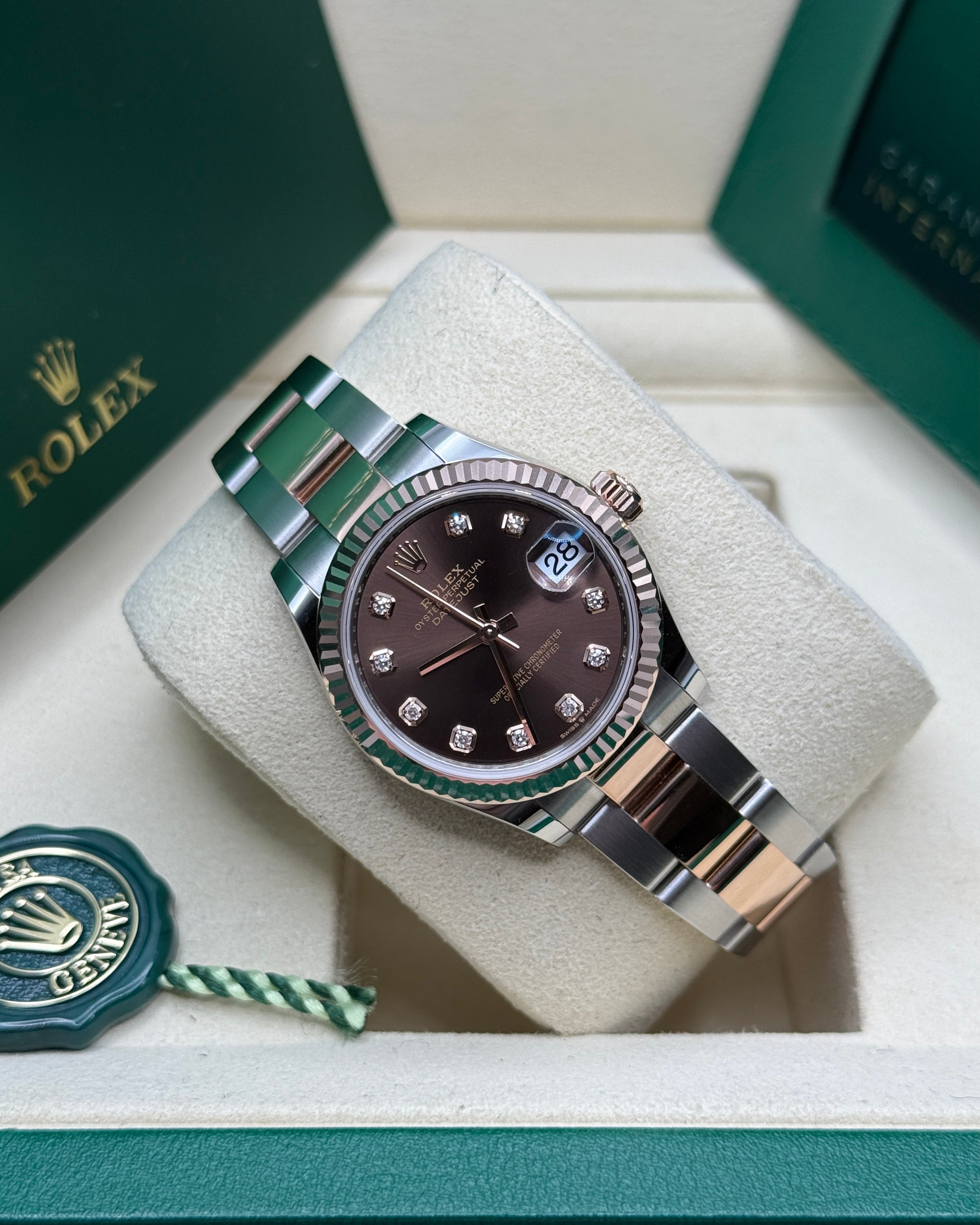 Datejust 31 Everose Gold Two-Tone Chocolate Diamond Luxury Watch