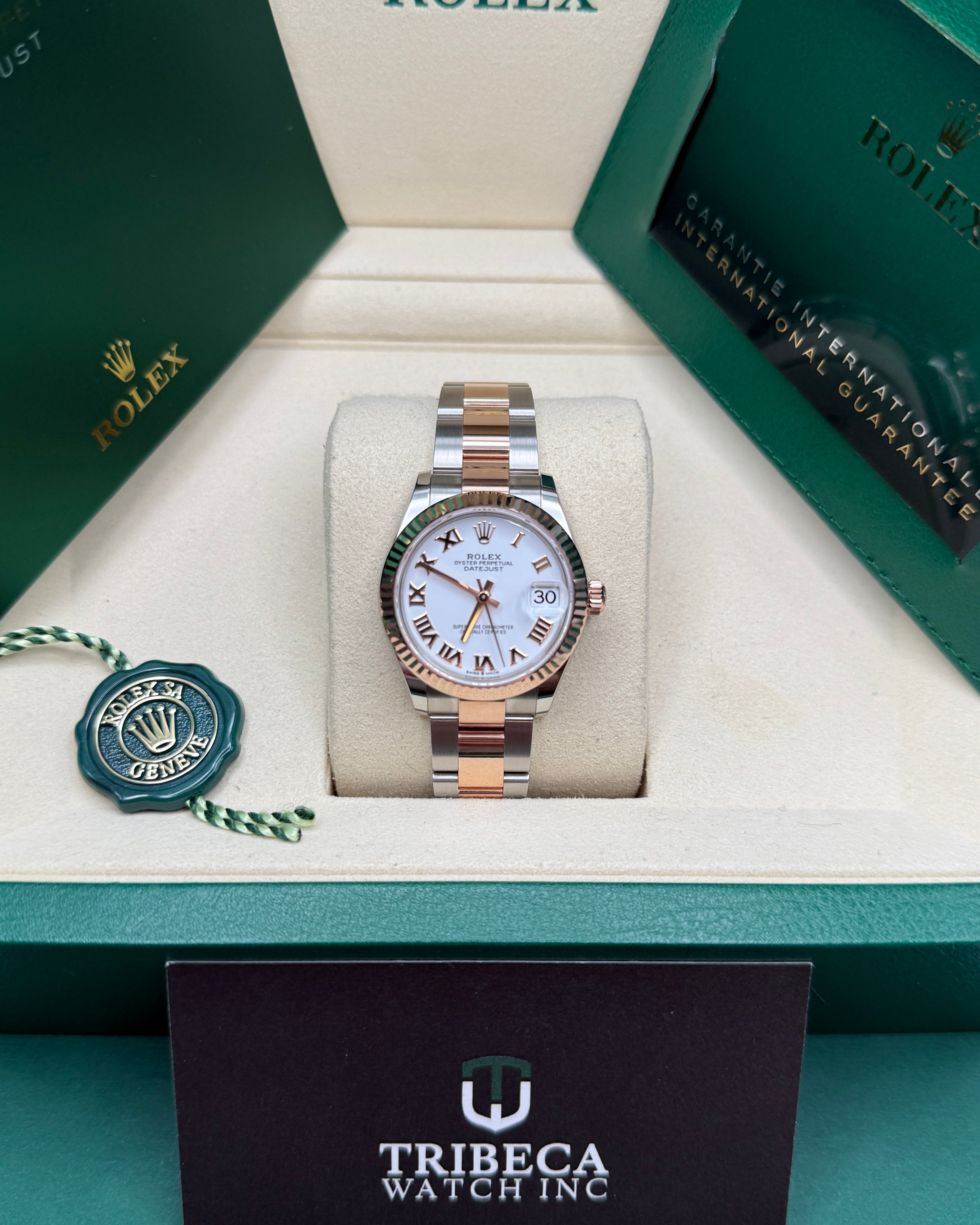 Datejust 31 Everose Gold Two-Tone White Roman Luxury Watch