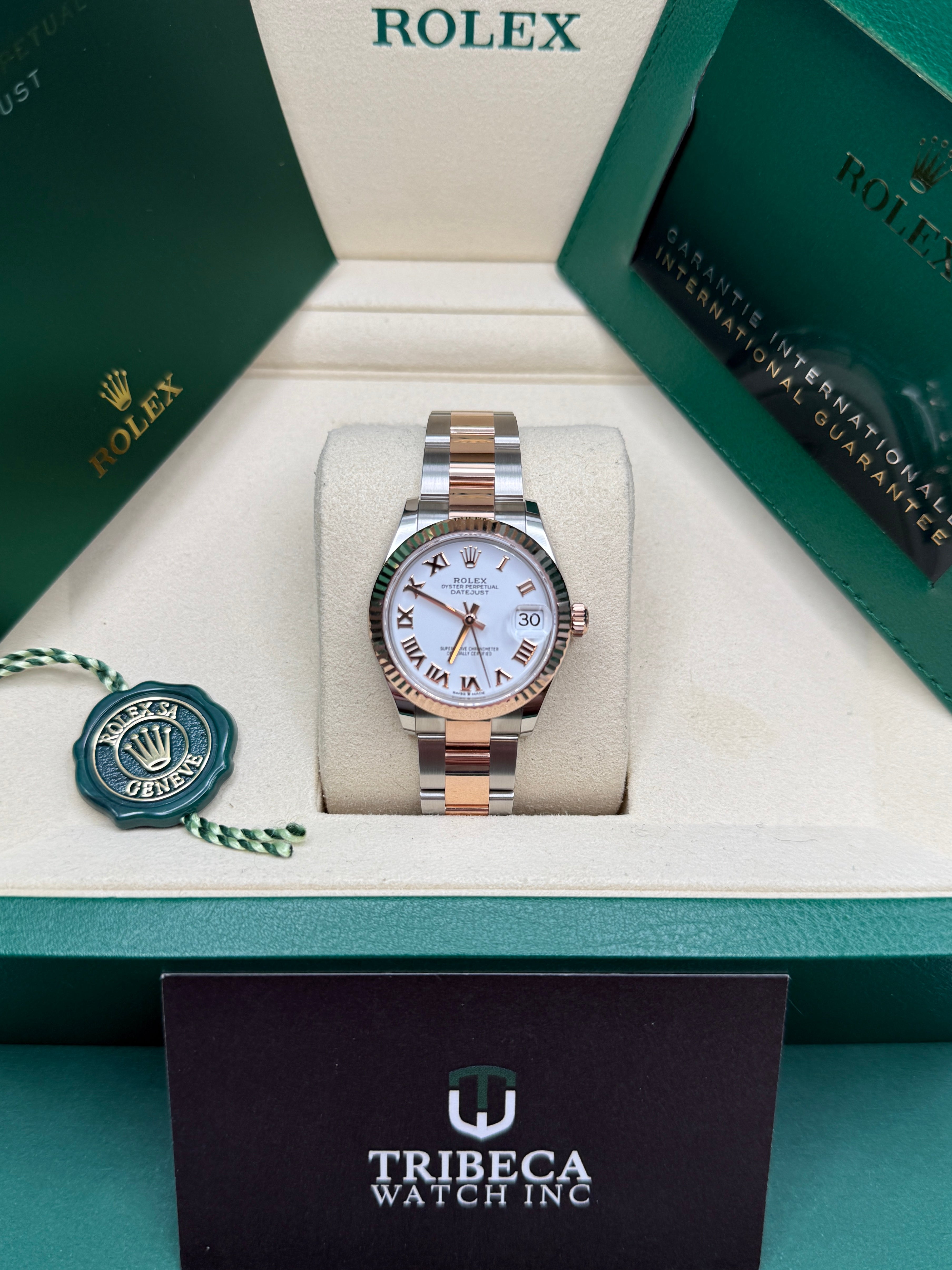 Datejust 31 Everose Gold Two-Tone White Roman Luxury Watch