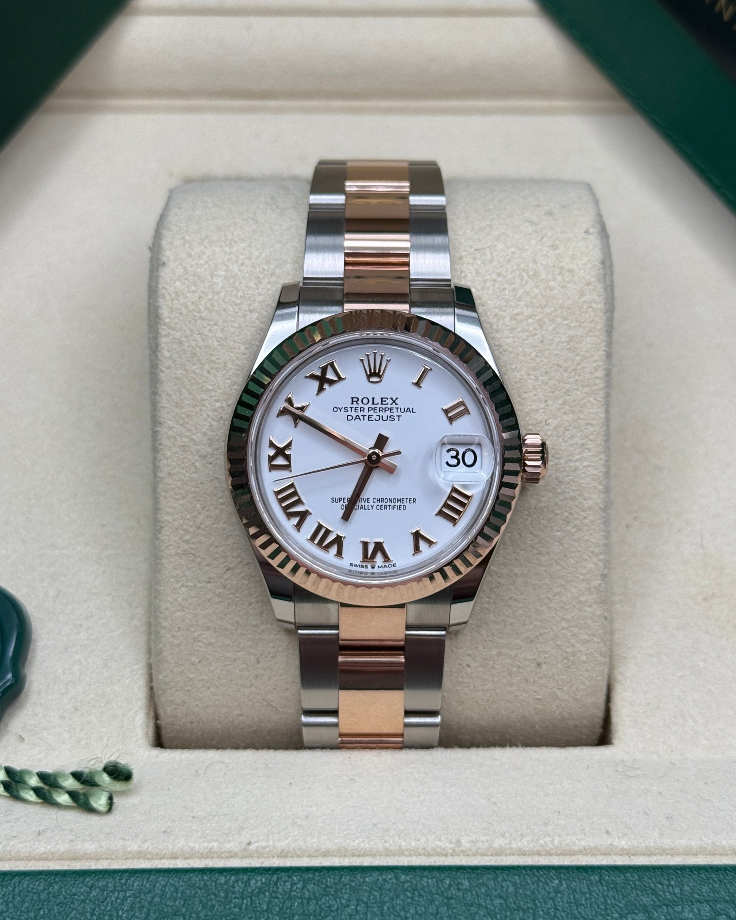 Datejust 31 Everose Gold Two-Tone White Roman Luxury Watch