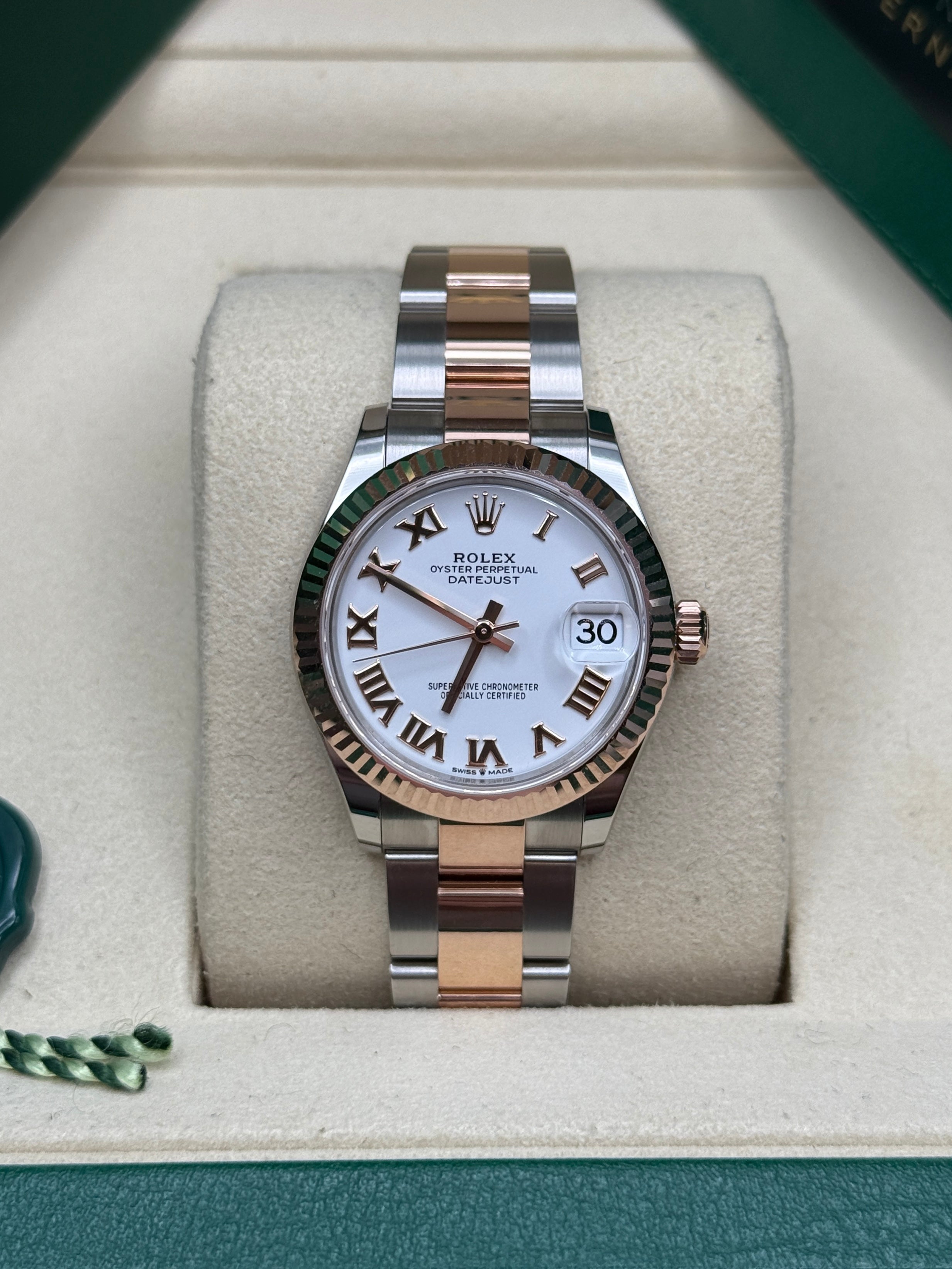 Datejust 31 Everose Gold Two-Tone White Roman Luxury Watch
