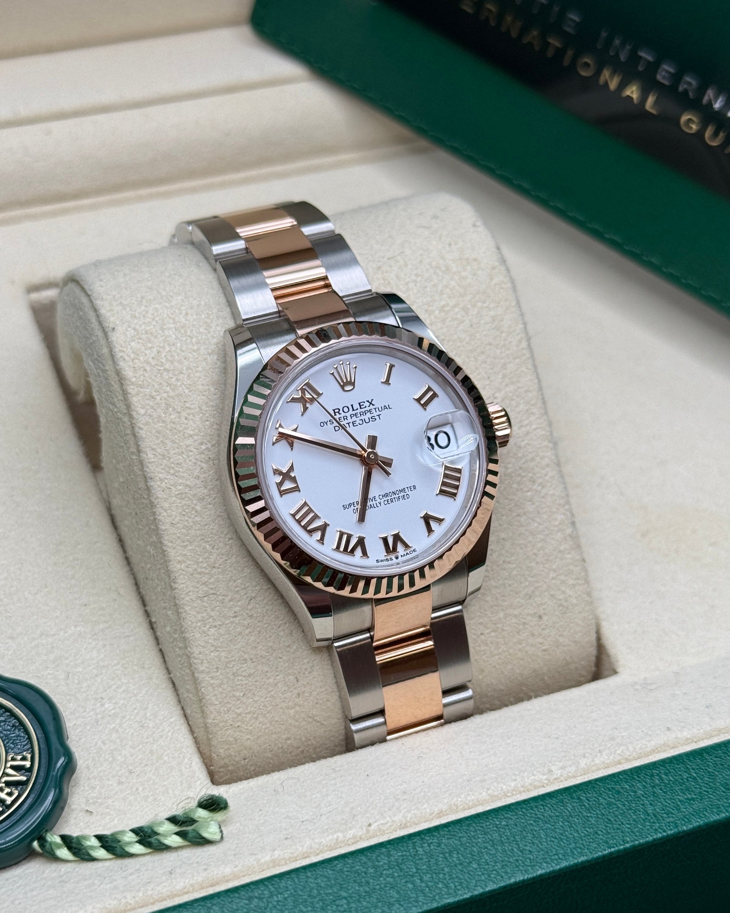 Datejust 31 Everose Gold Two-Tone White Roman Luxury Watch