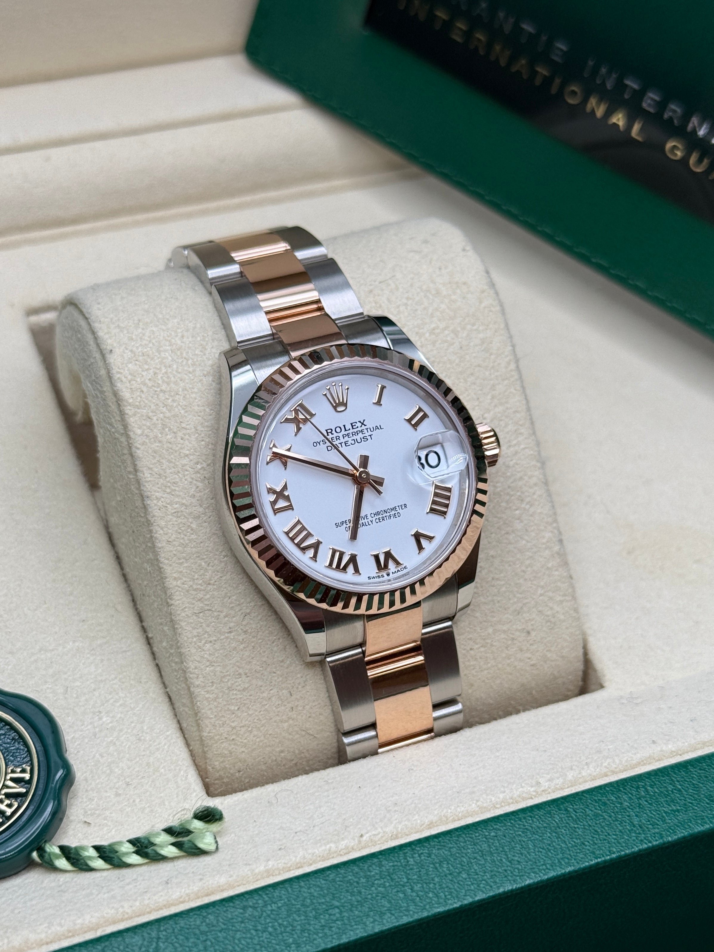 Datejust 31 Everose Gold Two-Tone White Roman Luxury Watch