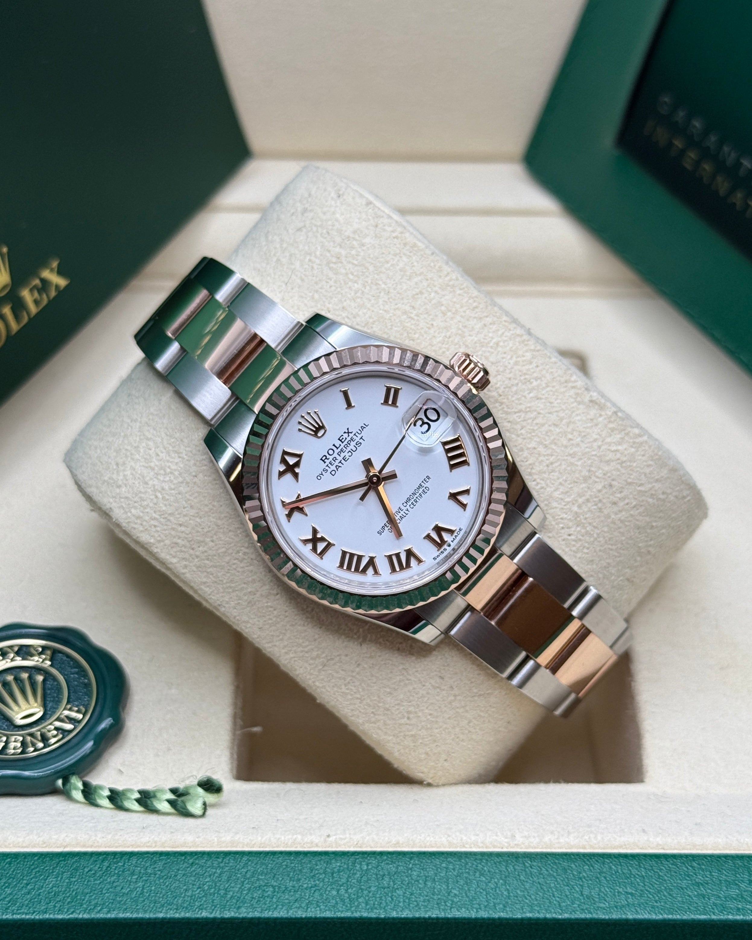 Datejust 31 Everose Gold Two-Tone White Roman Luxury Watch