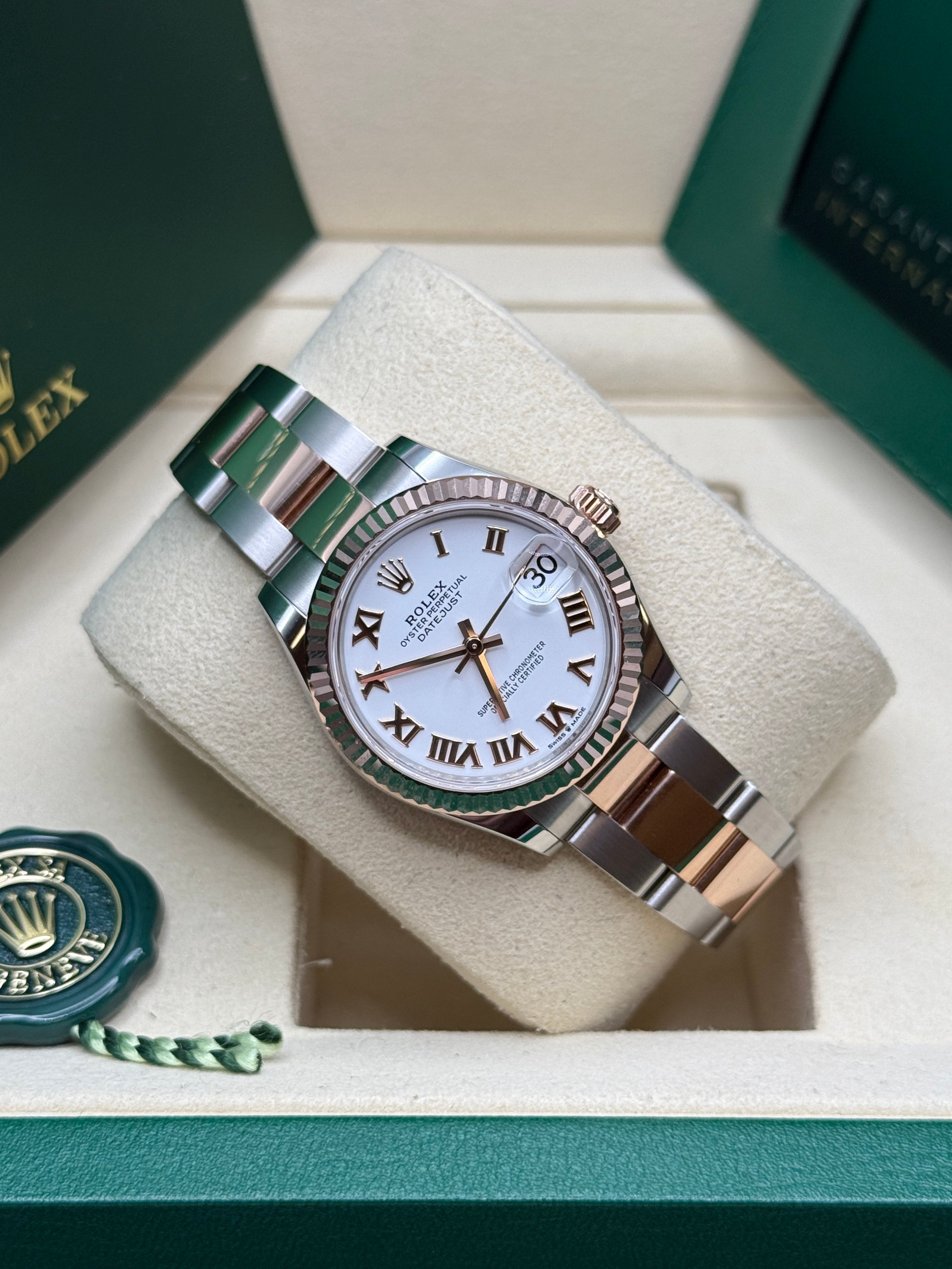 Datejust 31 Everose Gold Two-Tone White Roman Luxury Watch