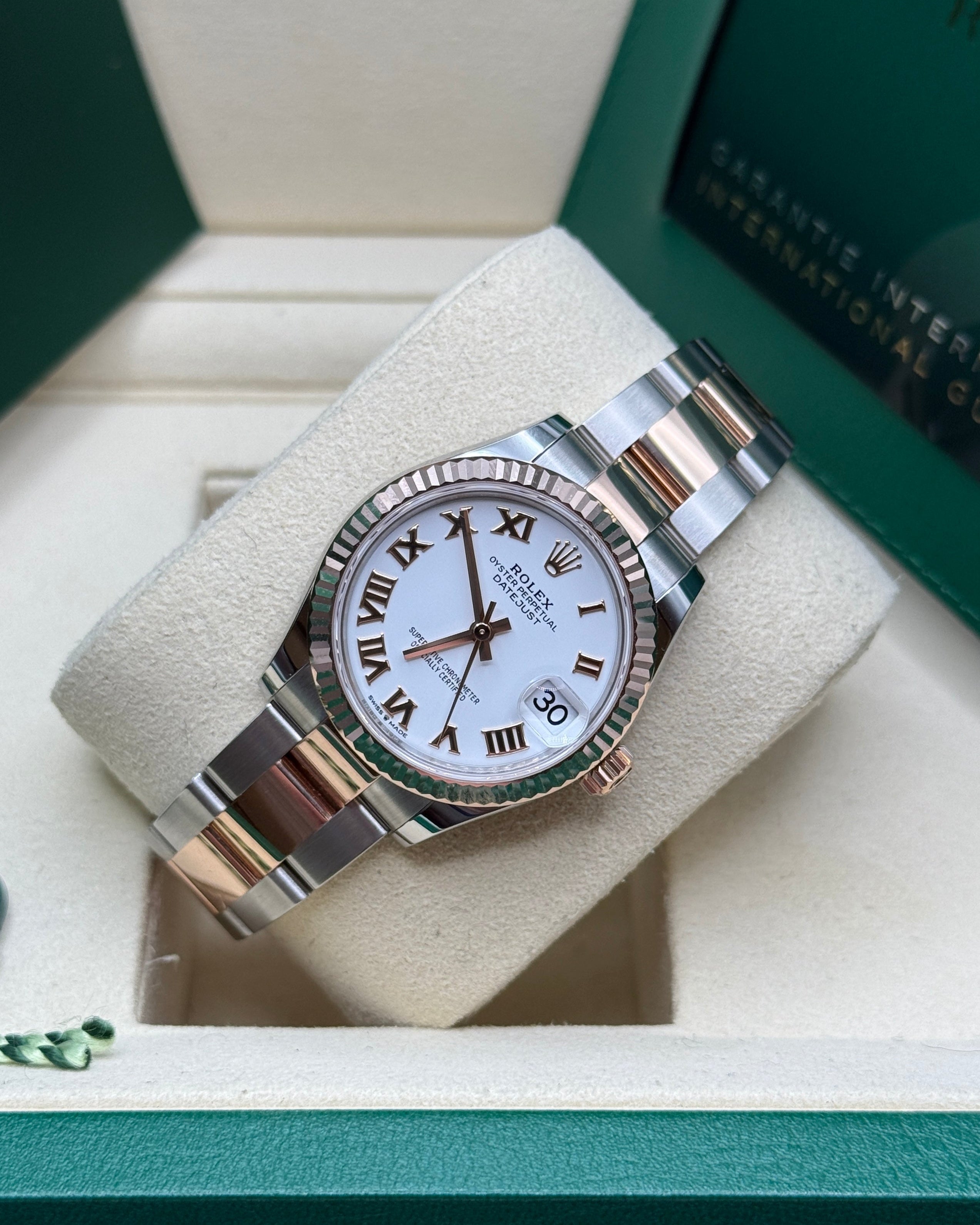 Datejust 31 Everose Gold Two-Tone White Roman Luxury Watch