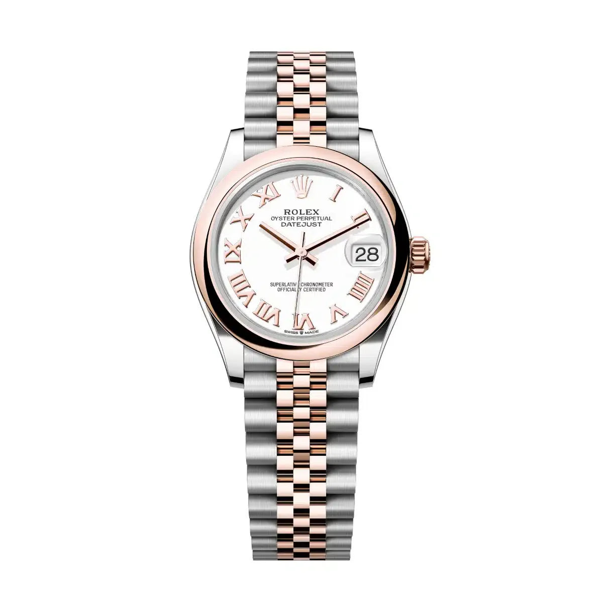 Datejust 31 Everose Gold Two-Tone White Roman Luxury Watch