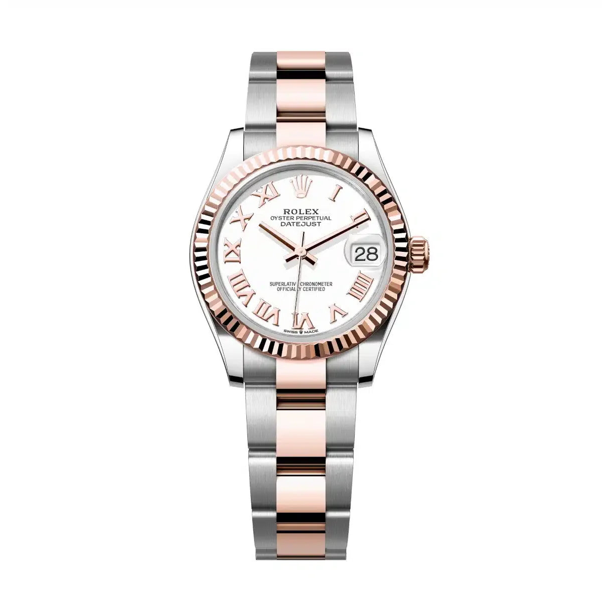 Datejust 31 Everose Gold Two-Tone White Roman Luxury Watch