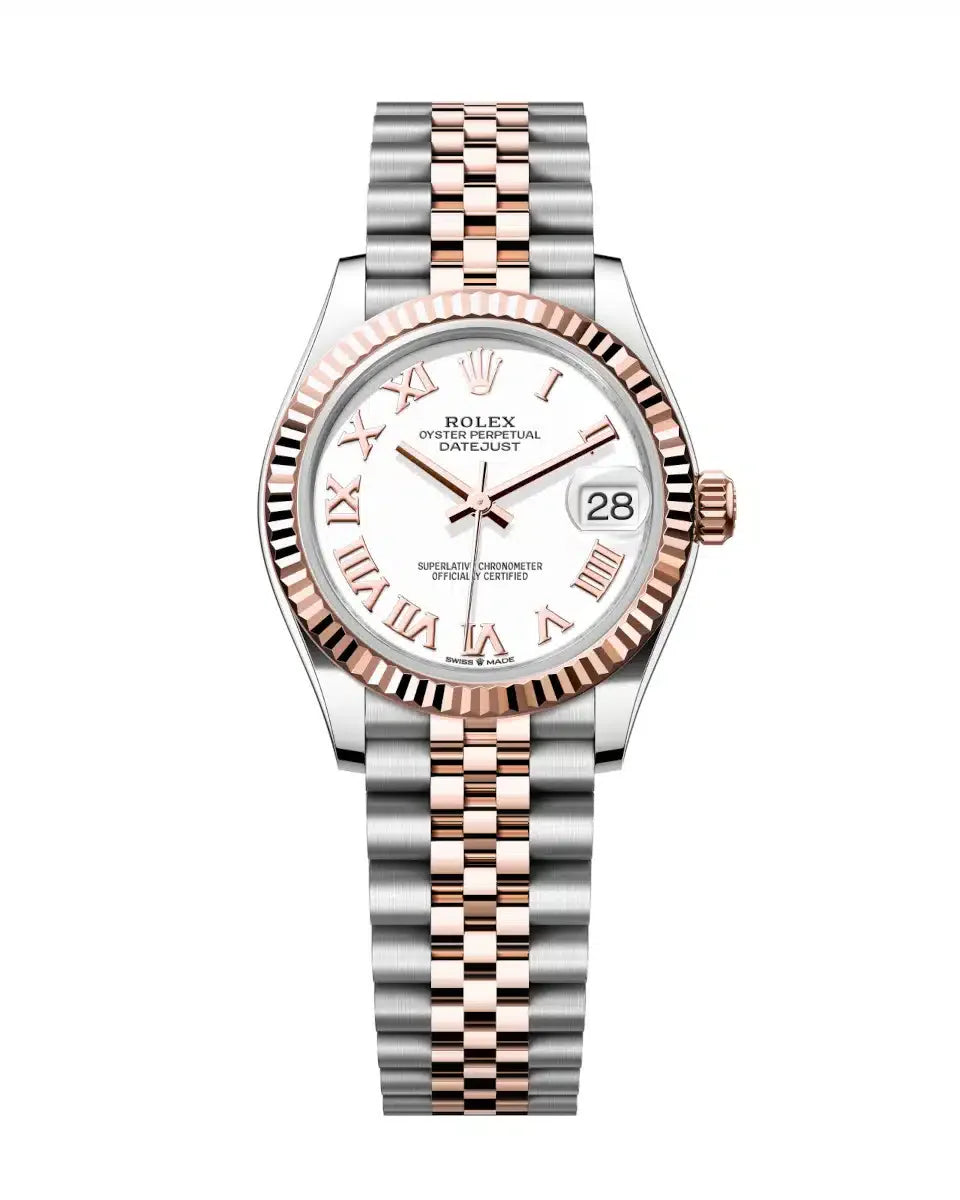 Datejust 31 Everose Gold Two-Tone White Roman Luxury Watch