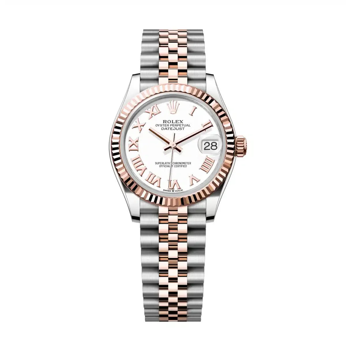 Datejust 31 Everose Gold Two-Tone White Roman Luxury Watch