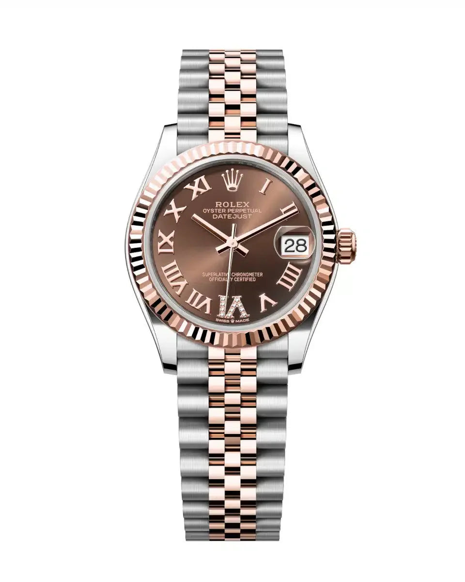 Datejust 31 Everose Gold Two-Tone Chocolate Roman Diamond Luxury Watch