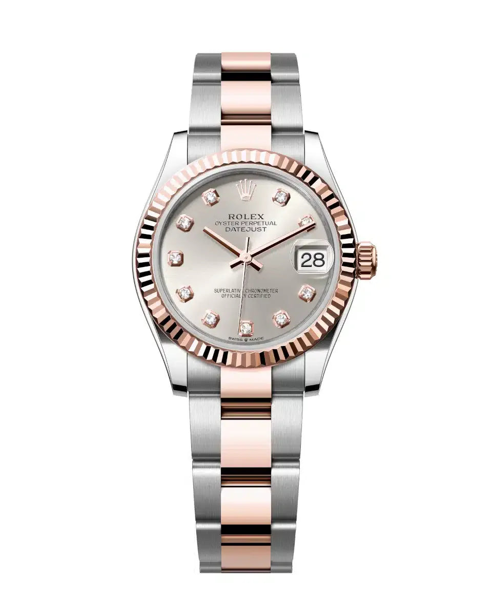 Datejust 31 Everose Gold Two-Tone Silver Diamond Luxury Watch