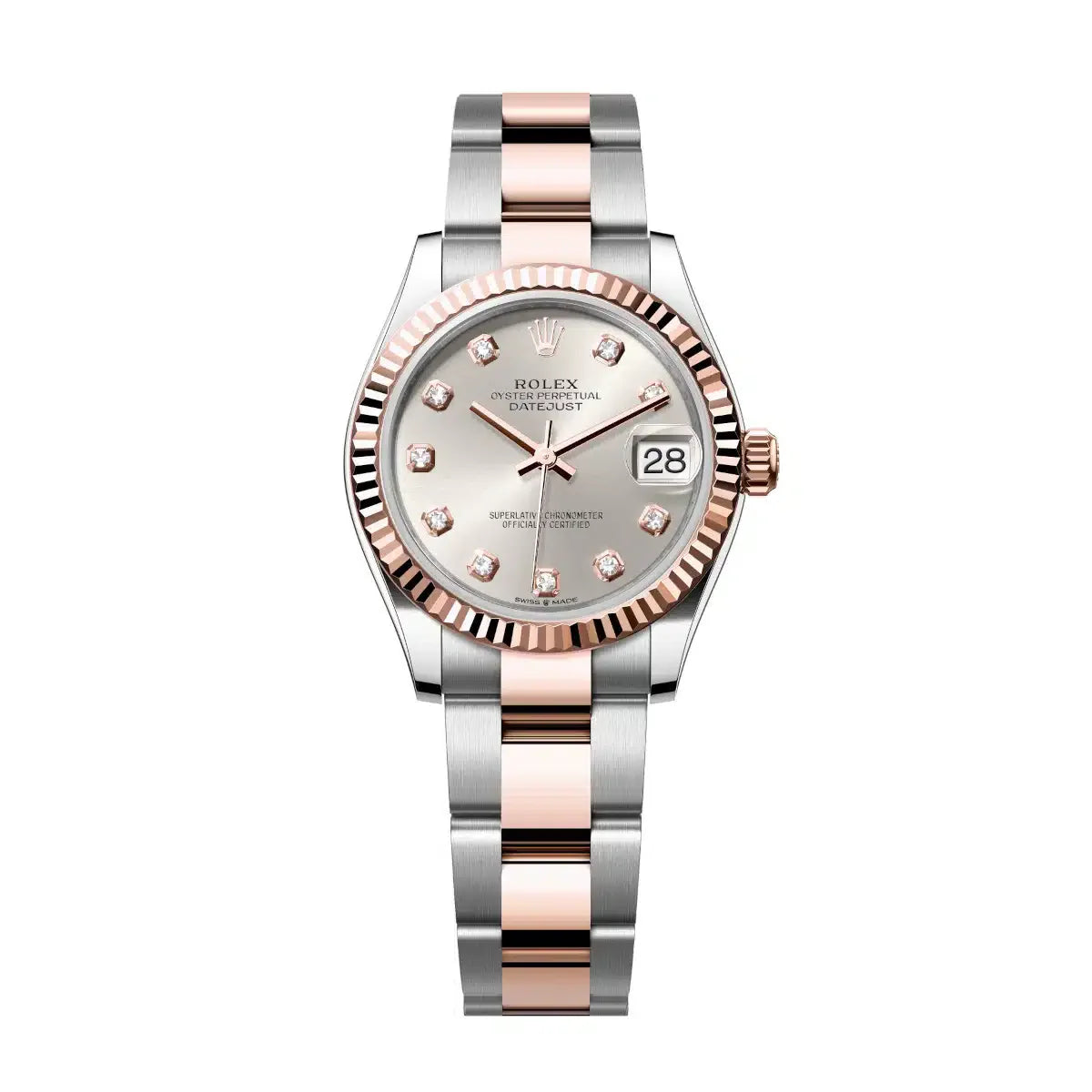Datejust 31 Everose Gold Two-Tone Silver Diamond Luxury Watch
