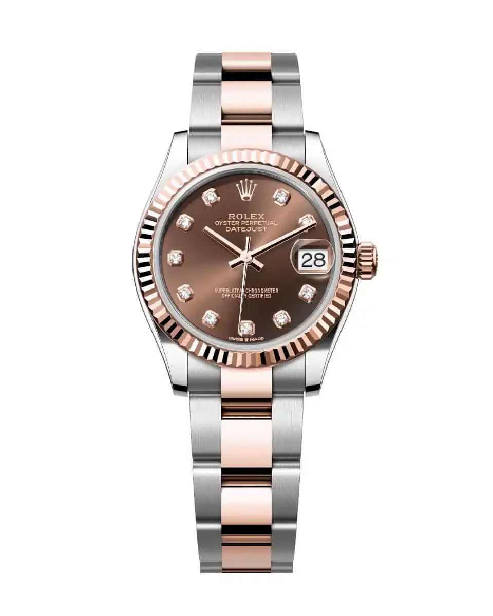 Datejust 31 Everose Gold Two-Tone Chocolate Diamond Luxury Watch