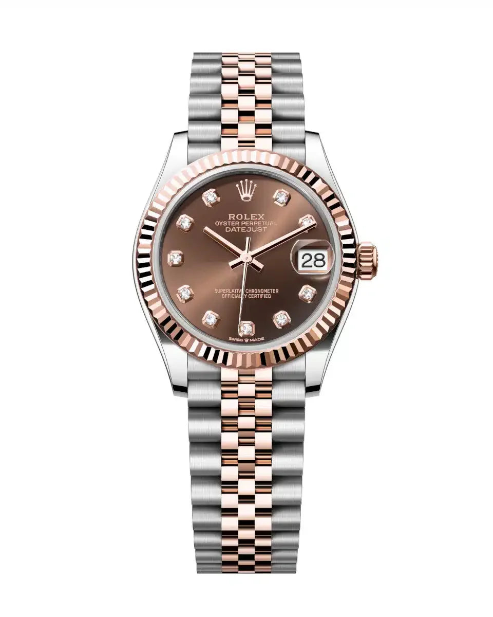 Datejust 31 Everose Gold Two-Tone Chocolate Diamond Luxury Watch