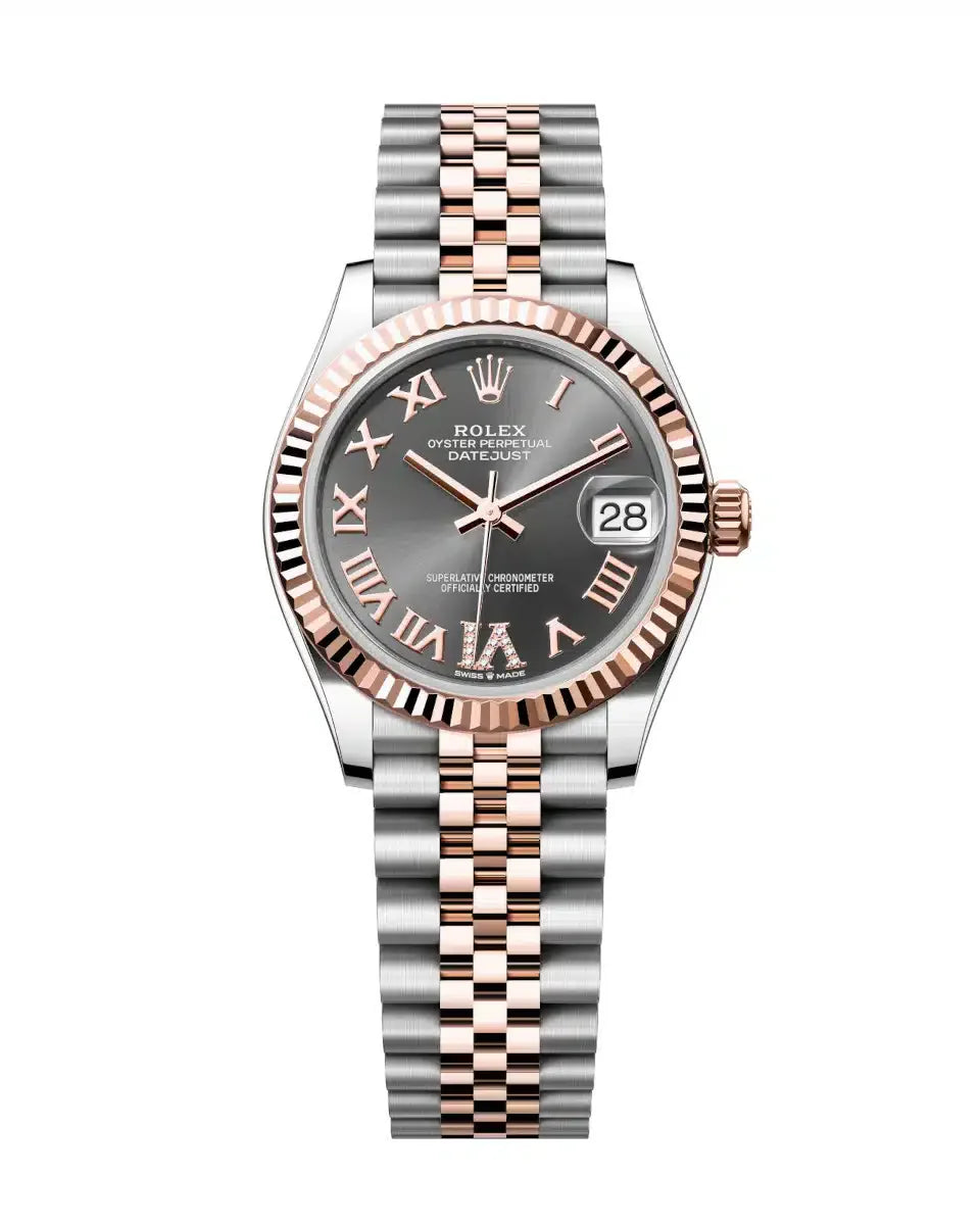 Datejust 31 Everose Gold Two-Tone Slate Roman Diamond Luxury Watch