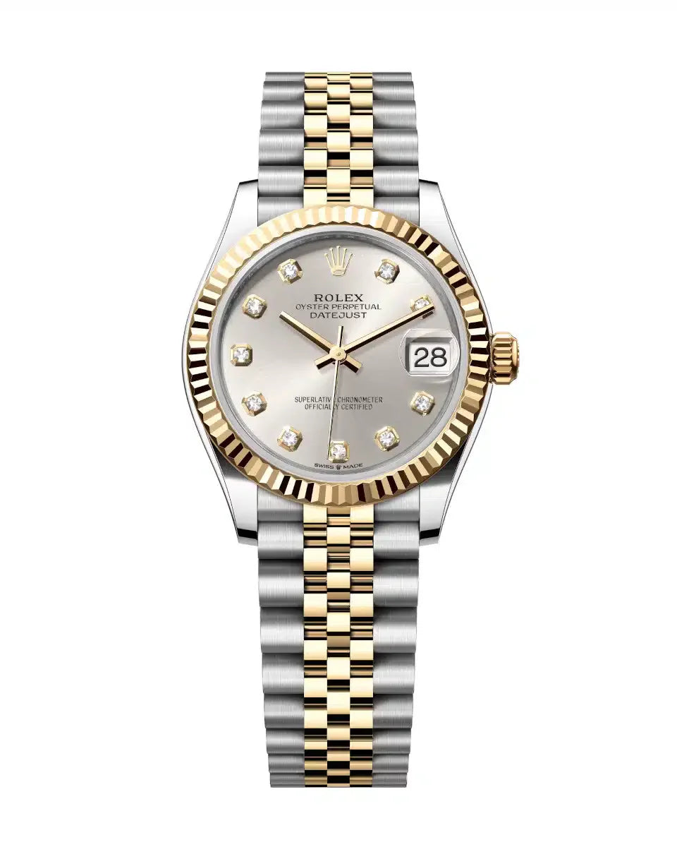 Datejust 31 Yellow Gold Two-Tone Silver Diamond Luxury Watch