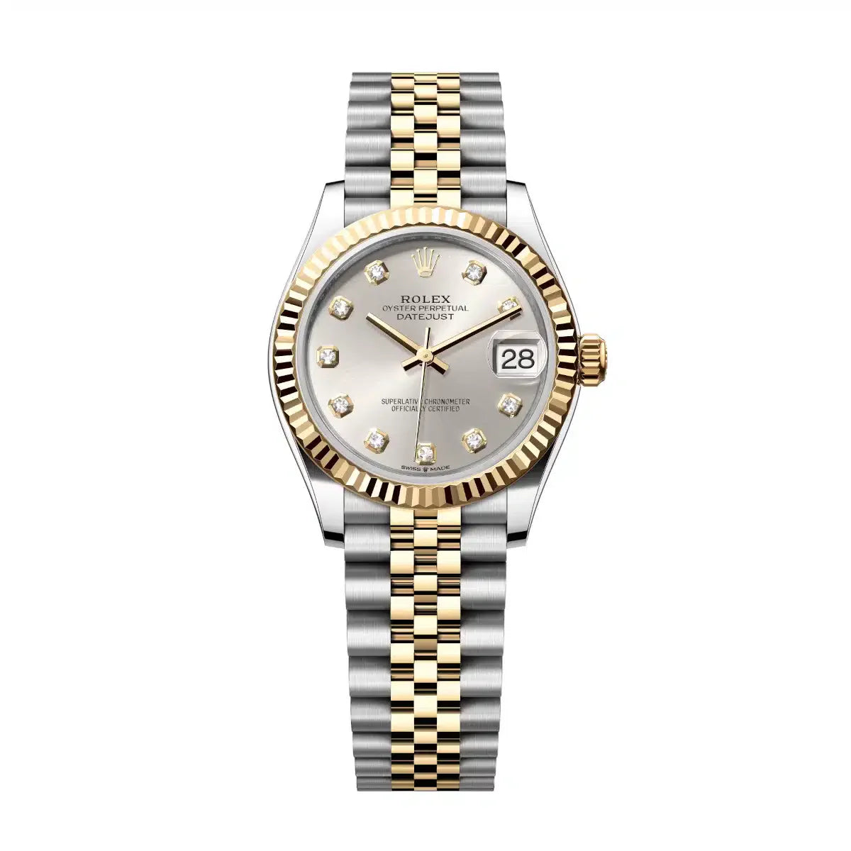 Datejust 31 Yellow Gold Two-Tone Silver Diamond Luxury Watch