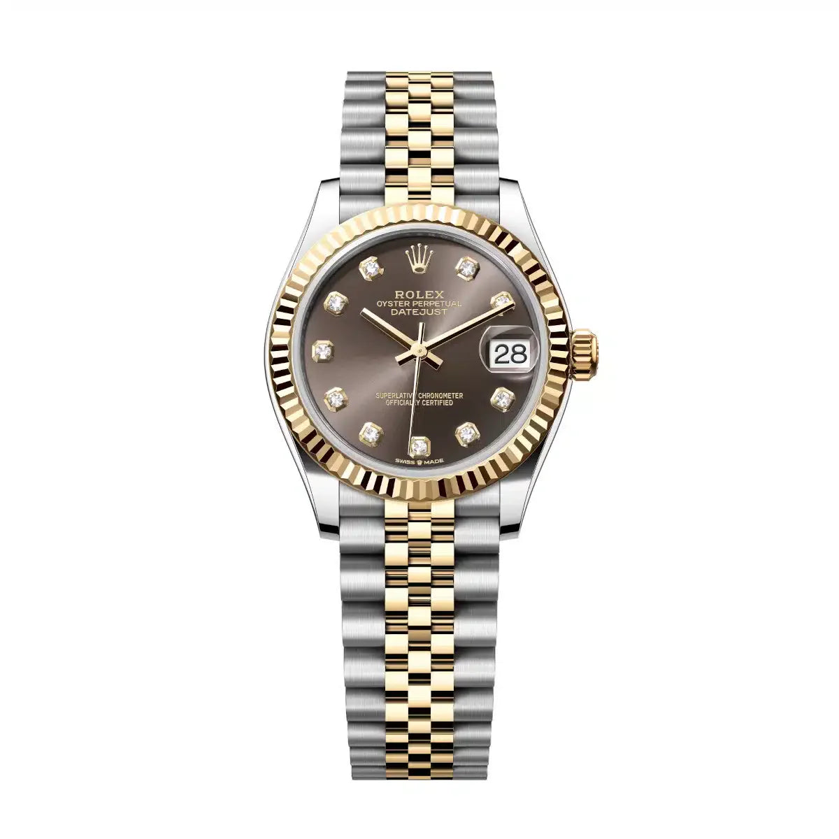 Datejust 31 Yellow Gold Two-Tone Dark Grey Diamond Luxury Watch