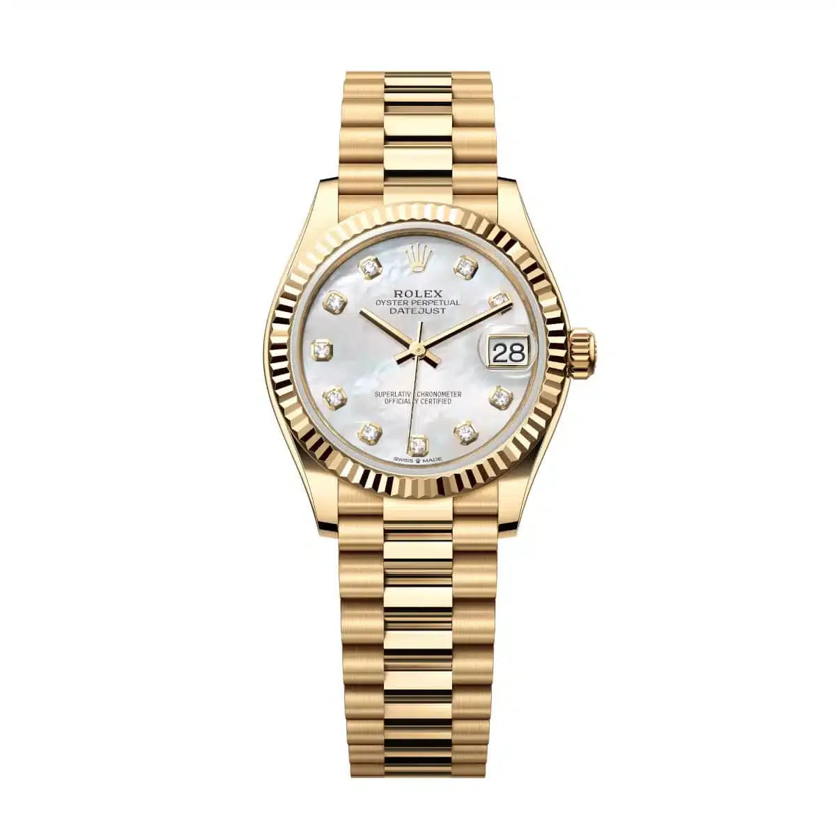 Datejust 31 Yellow Gold Mother of Pearl Diamond Luxury Watch