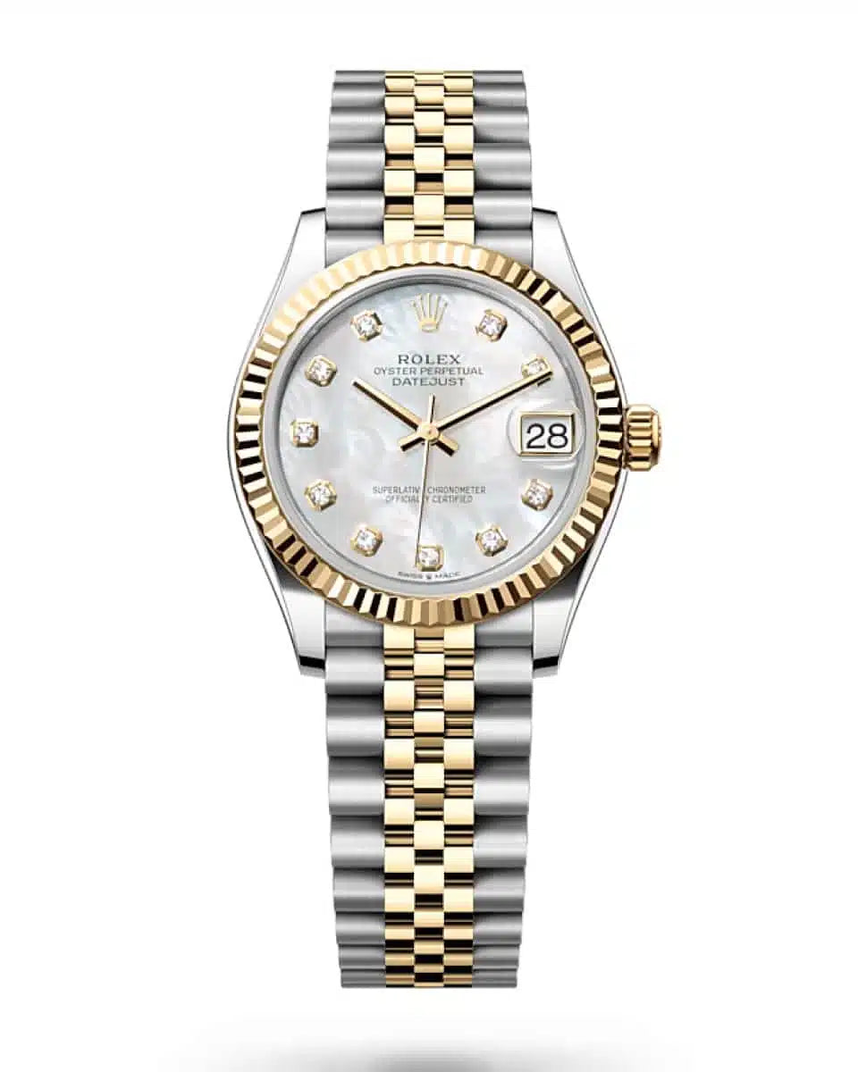 Datejust 31 Yellow Gold Two-Tone Mother of Pearl Diamond Luxury Watch