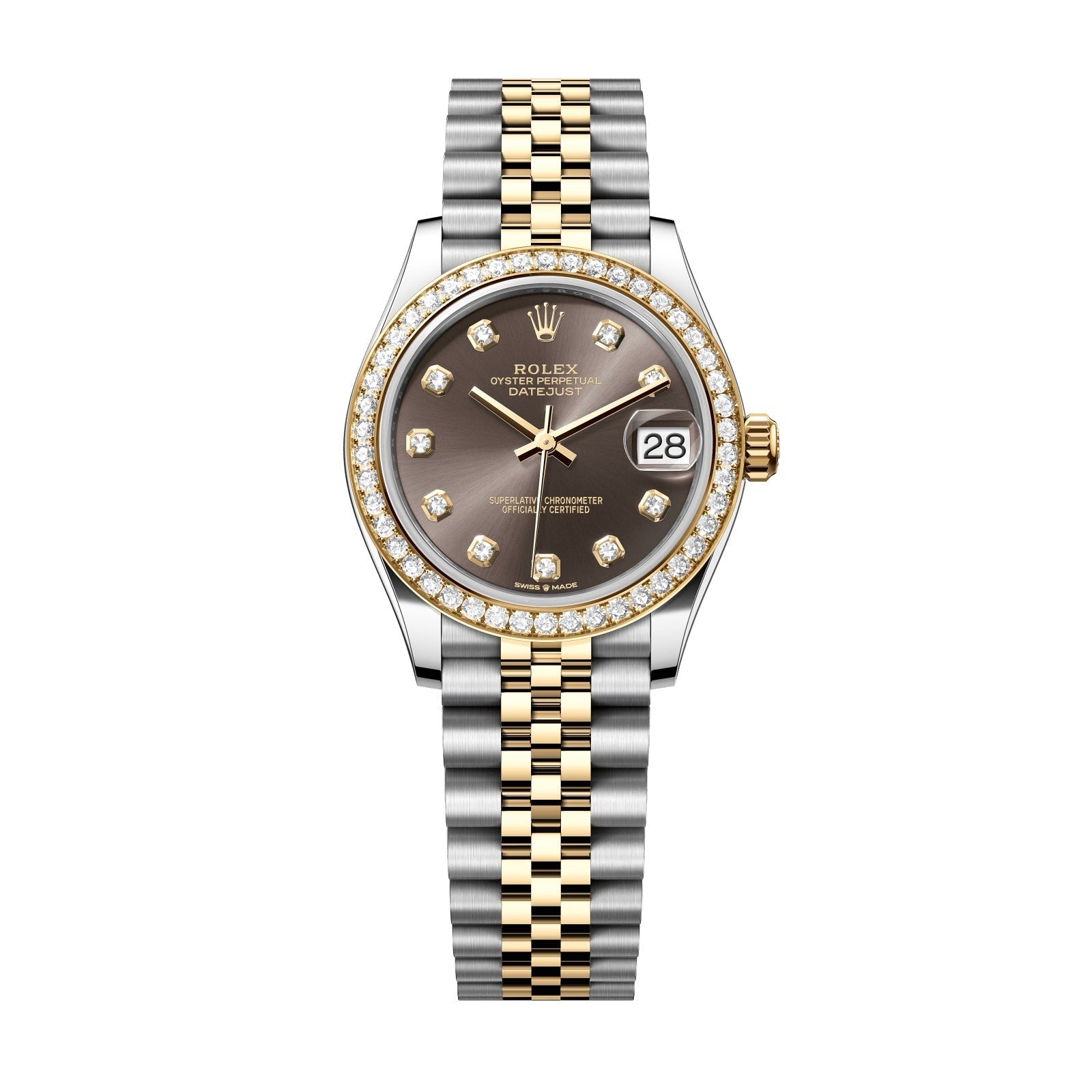 Datejust 31 Yellow Gold Two-Tone Dark Grey Diamond Luxury Watch
