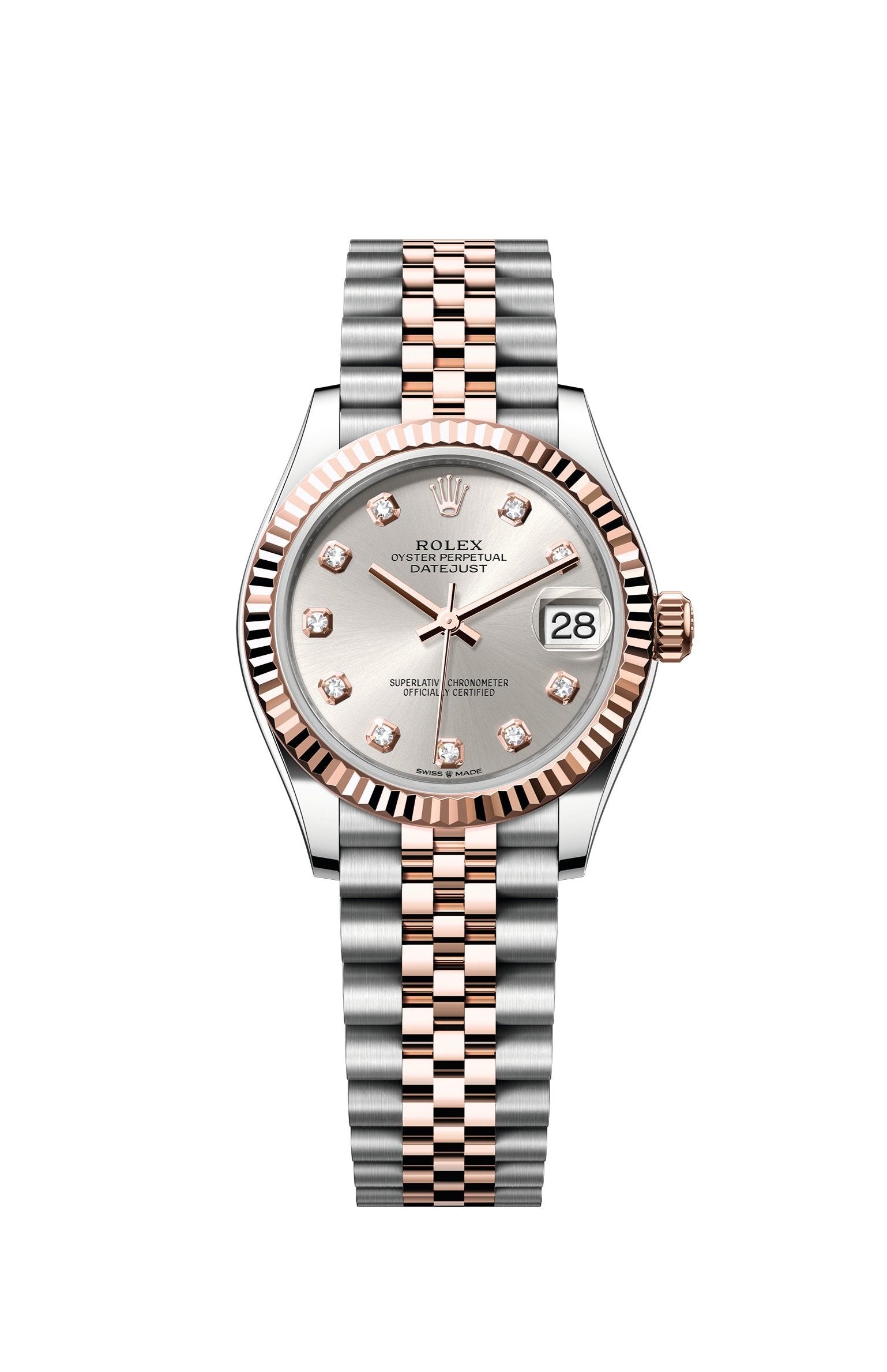 Datejust 31 Everose Gold Two-Tone Silver Diamond Luxury Watch