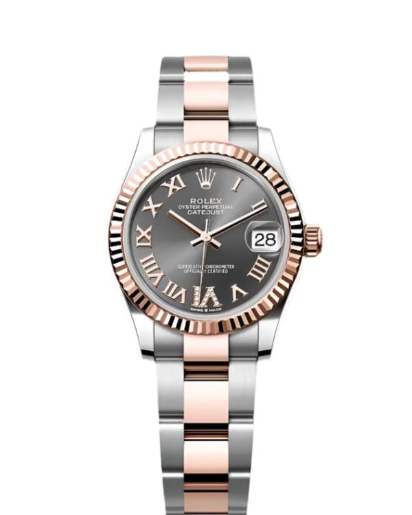 Datejust 31 Everose Gold Two-Tone Slate Roman Diamond Luxury Watch